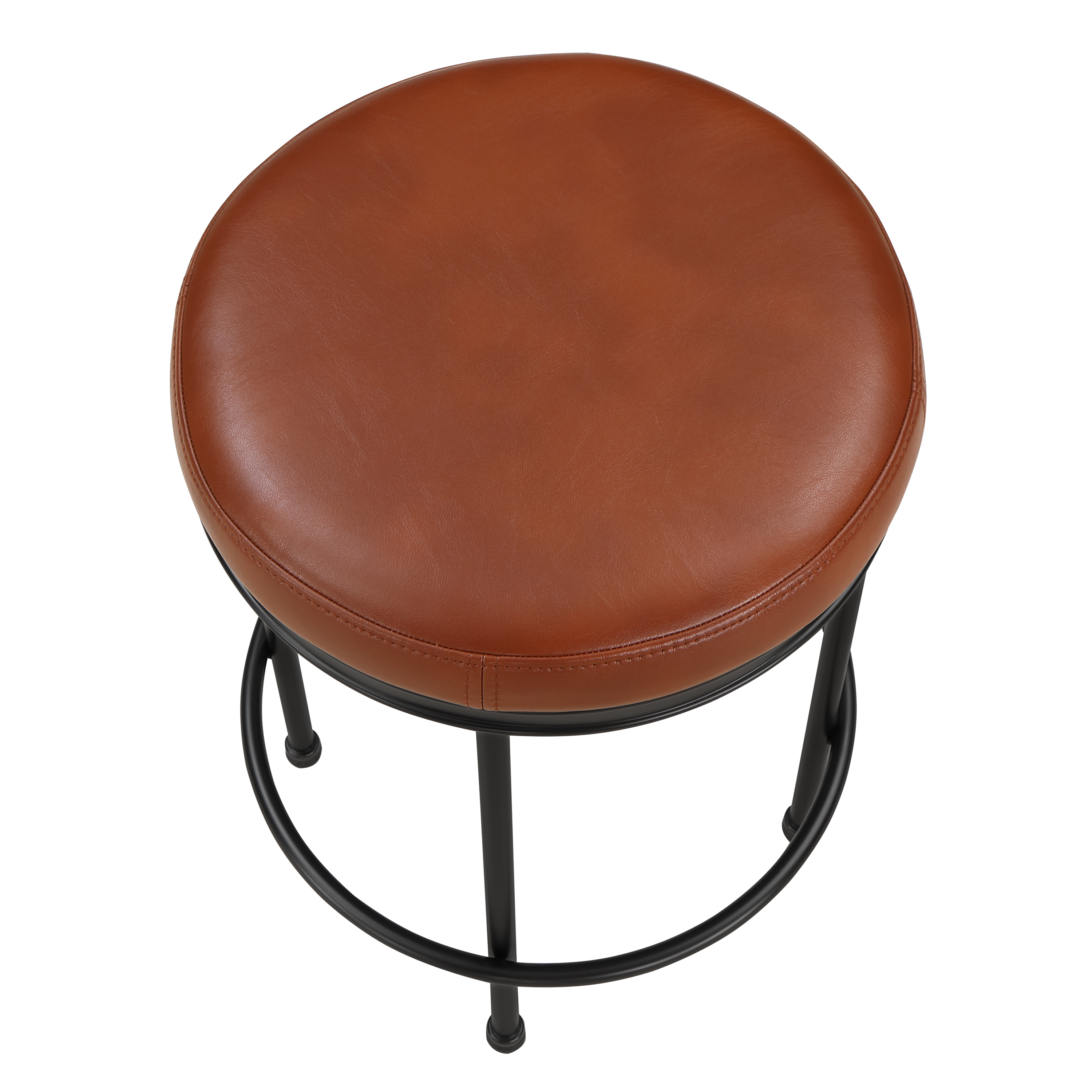 Markus Industrial Round Backless Counter Stool in Caramel Vegan Leather – image 5