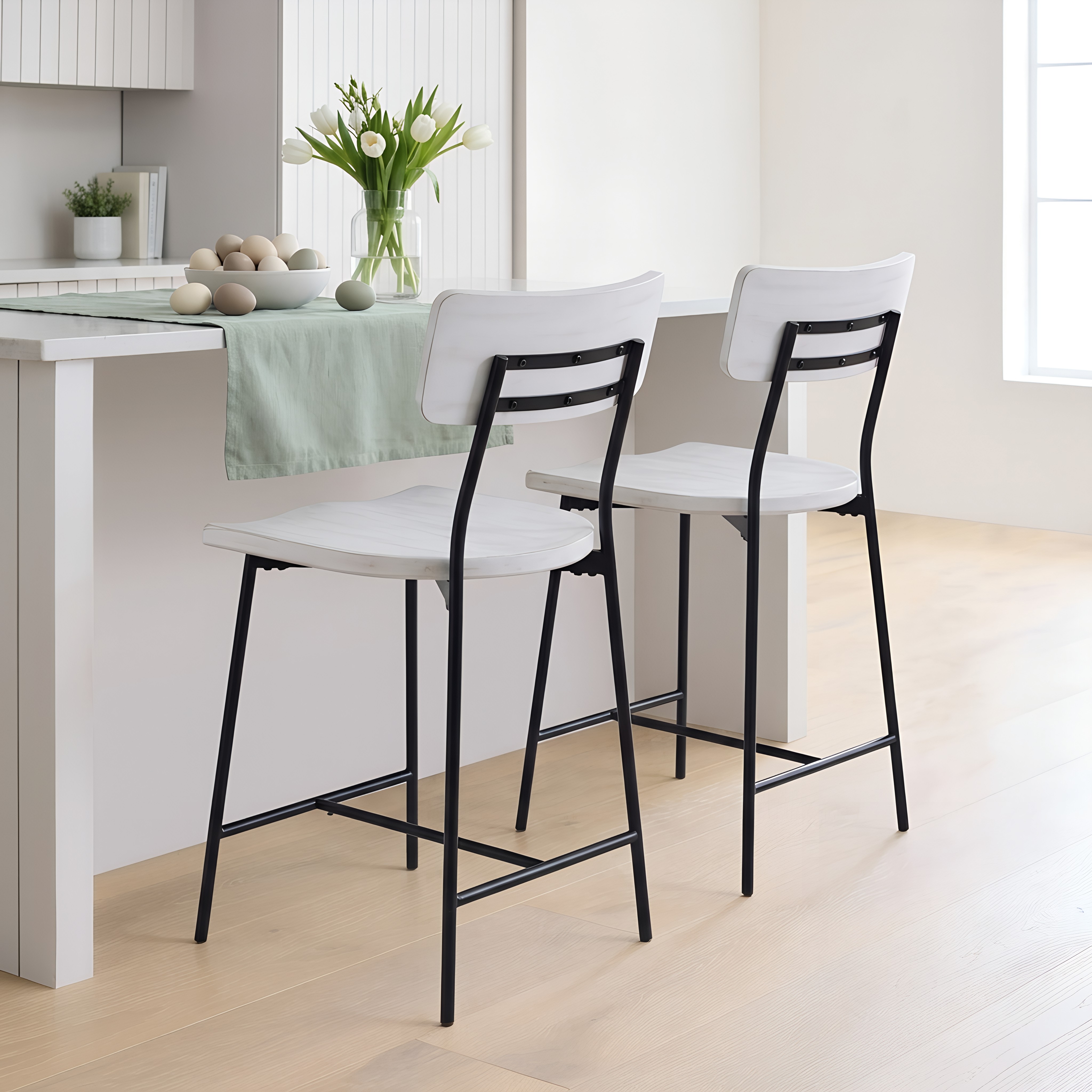 Baylor 24.25" H Saddle-Seat Counter Stool with Curved Backrest