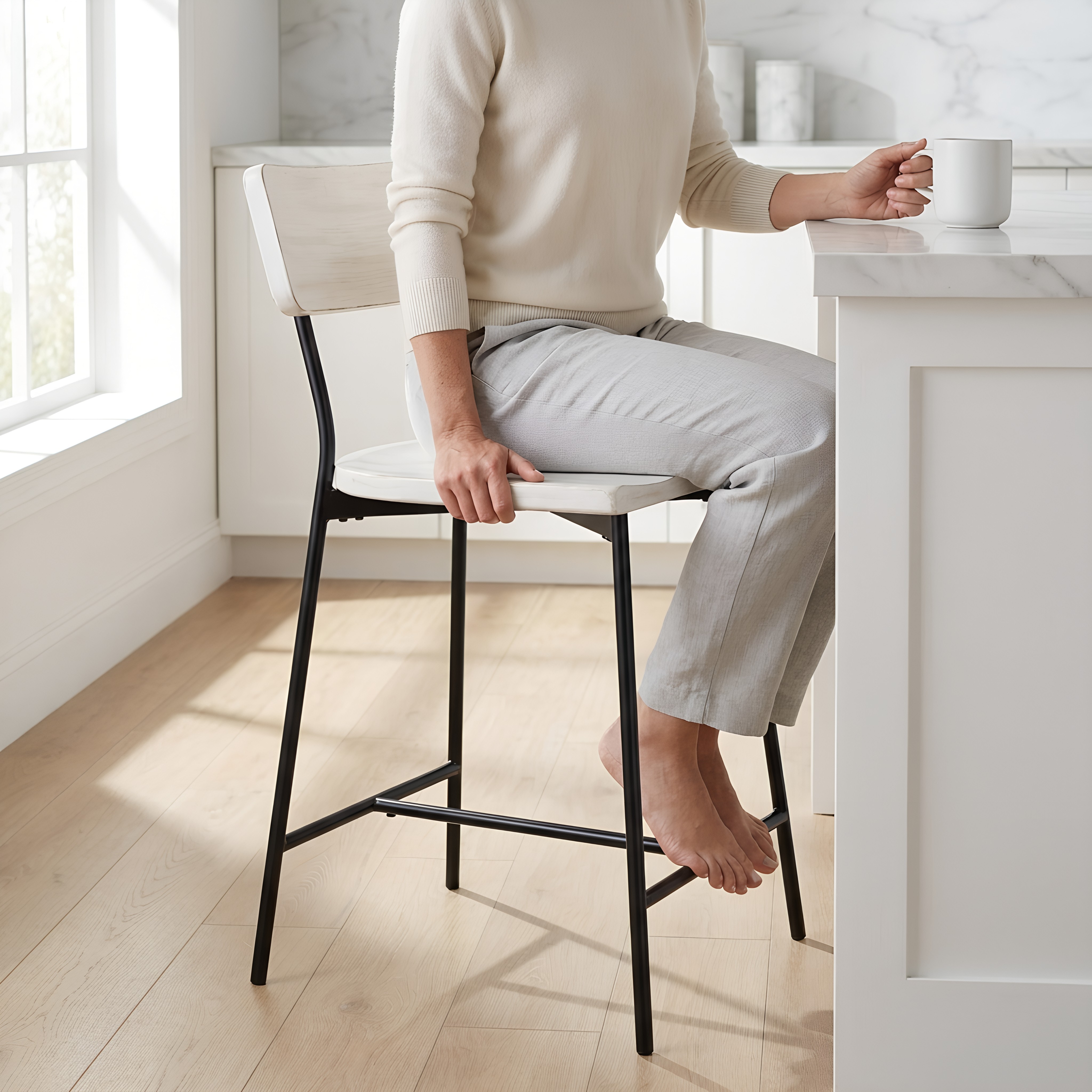 Baylor 24.25" H Saddle-Seat Counter Stool with Curved Backrest – image 8