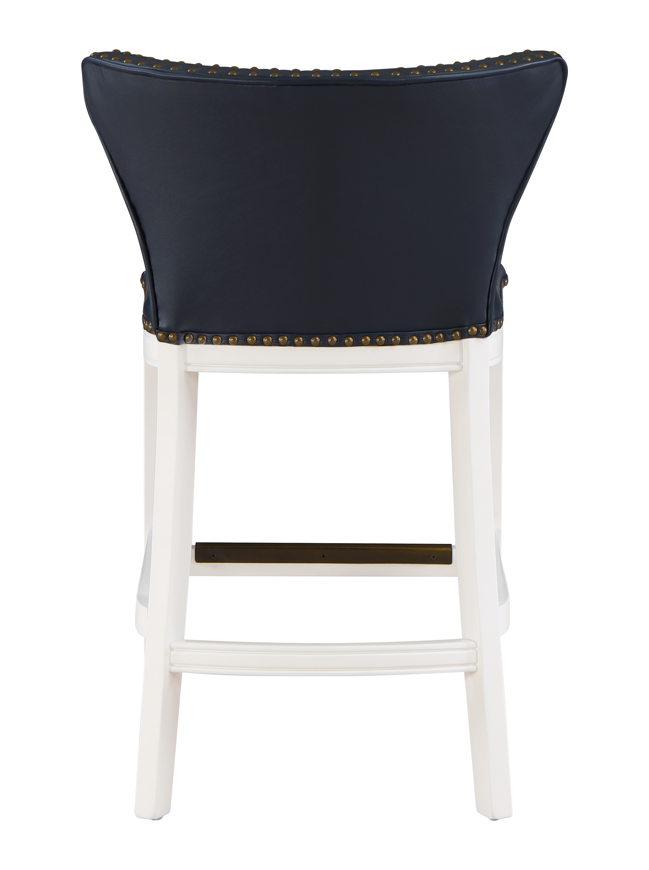 Maybelle Nailhead Trim Counter Stool in Button Tufted Midnight Navy Vegan Leather and White – image 6
