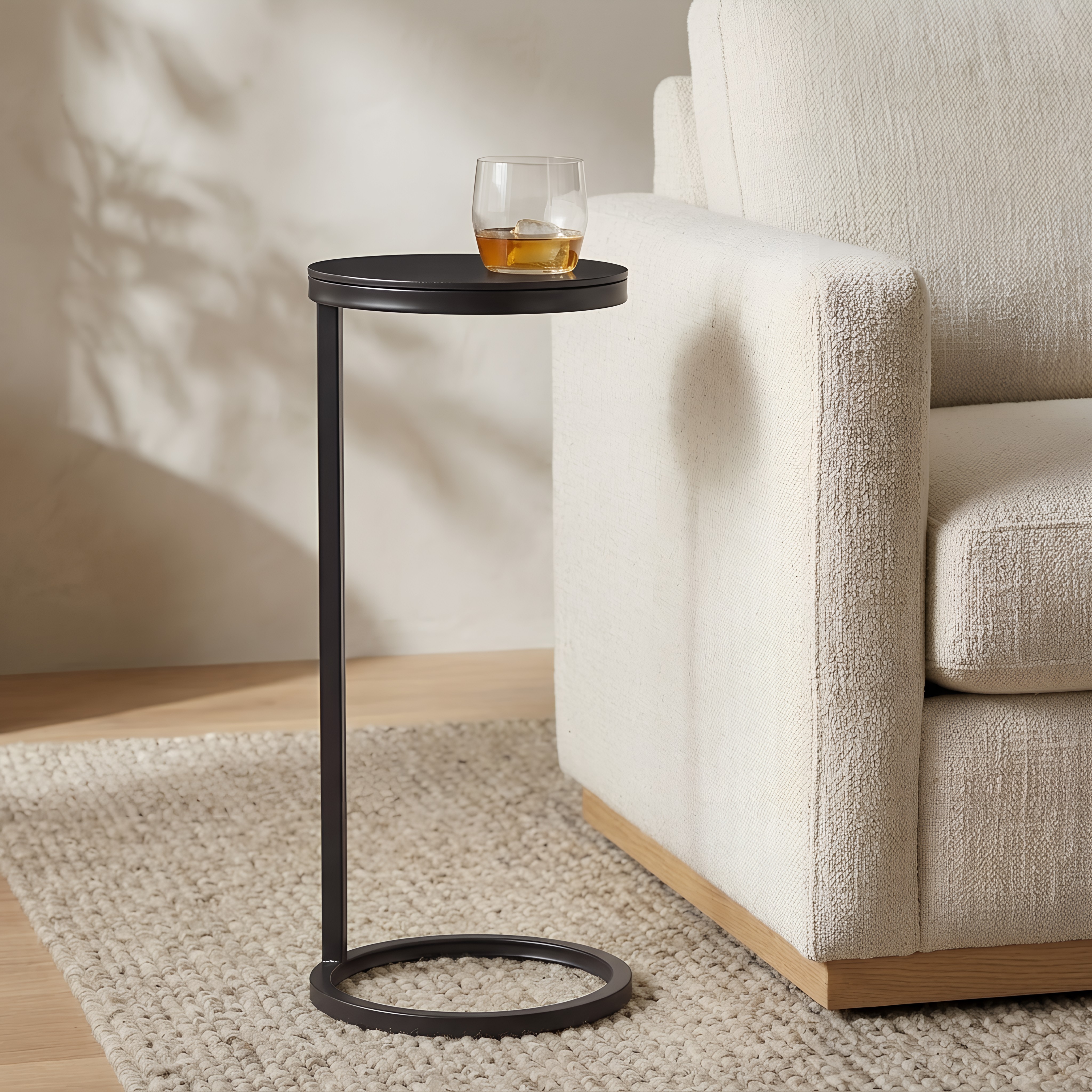 Yulee Matte Black C-Table Round Metal Accent Table