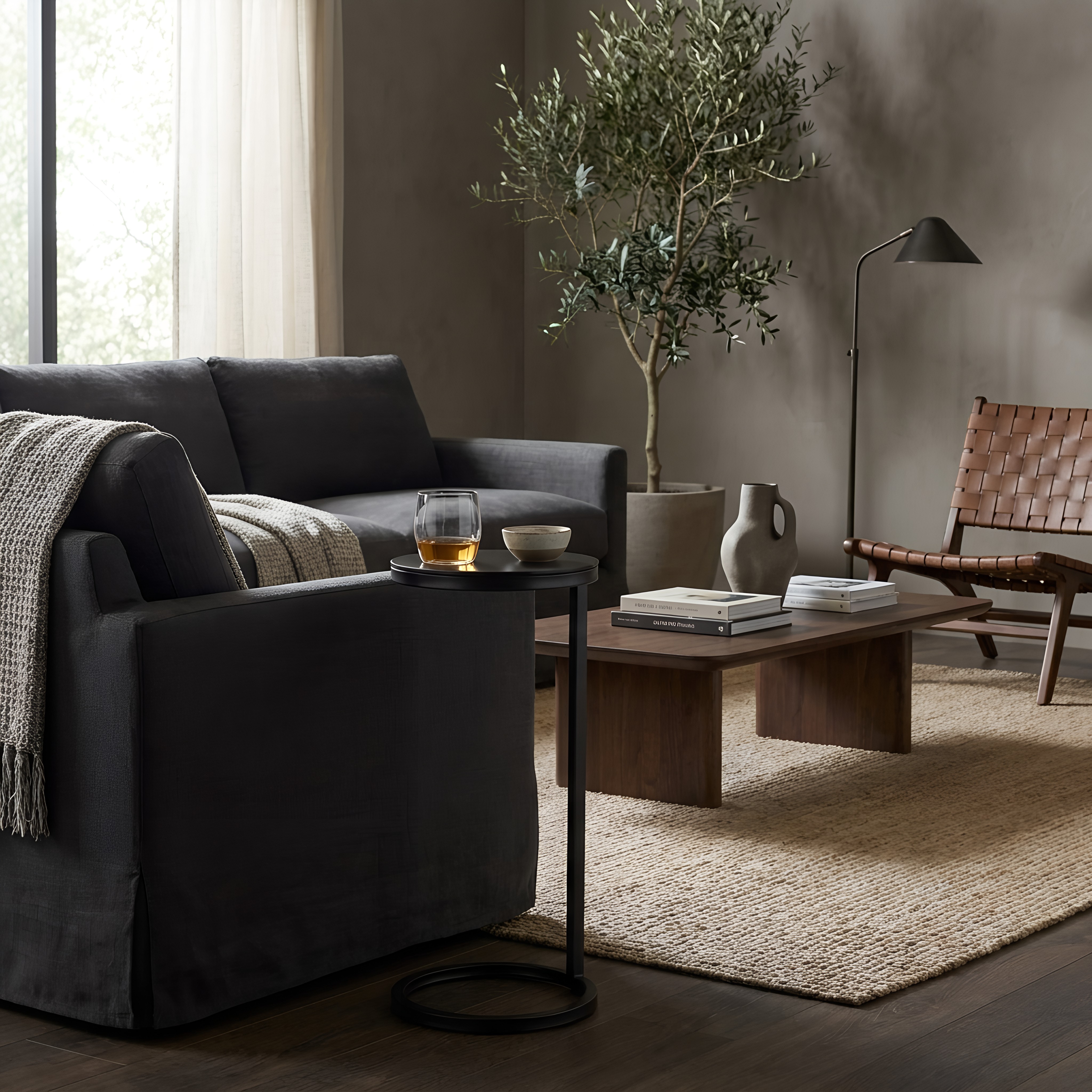 Yulee Matte Black C-Table Round Metal Accent Table – image 3