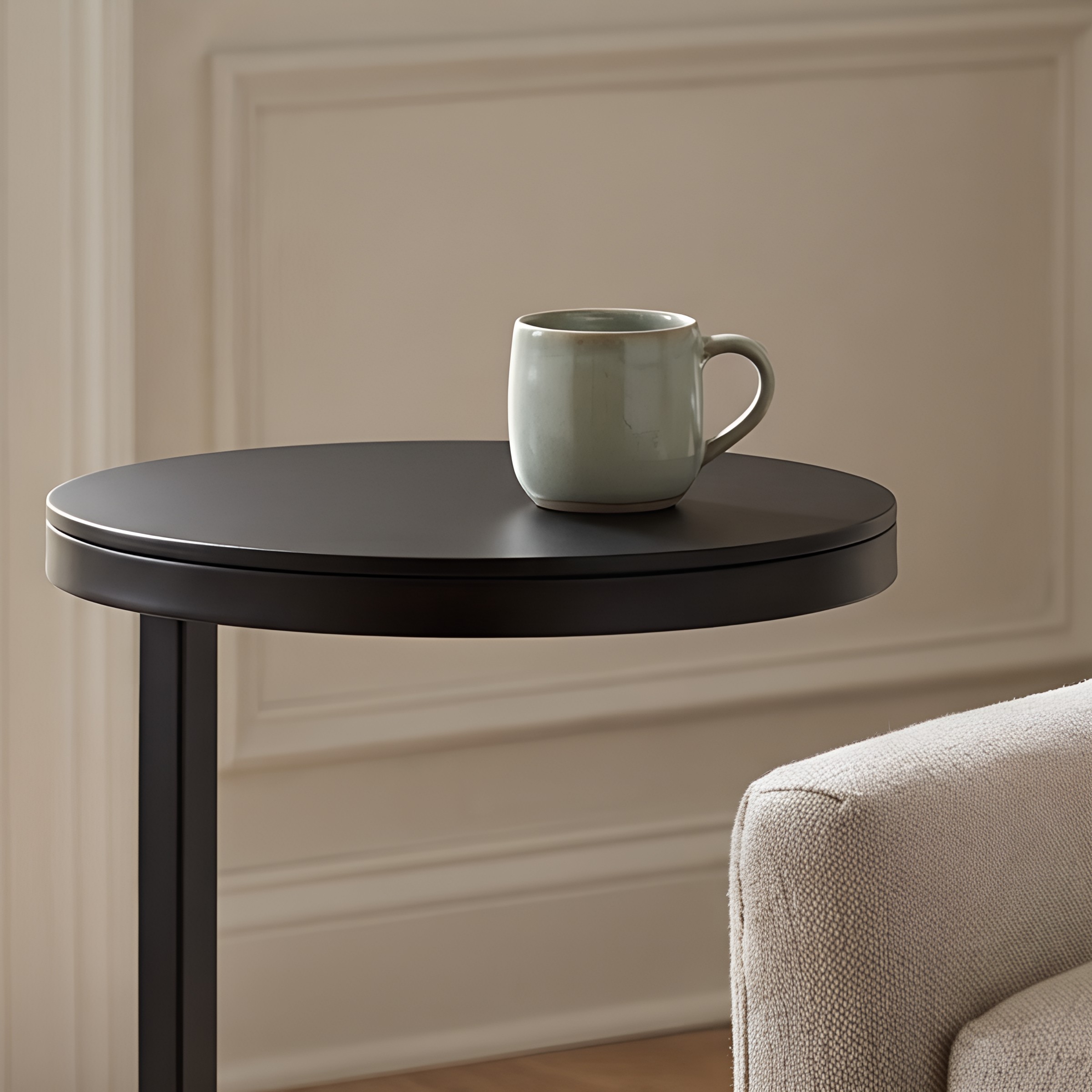 Yulee Matte Black C-Table Round Metal Accent Table – image 4