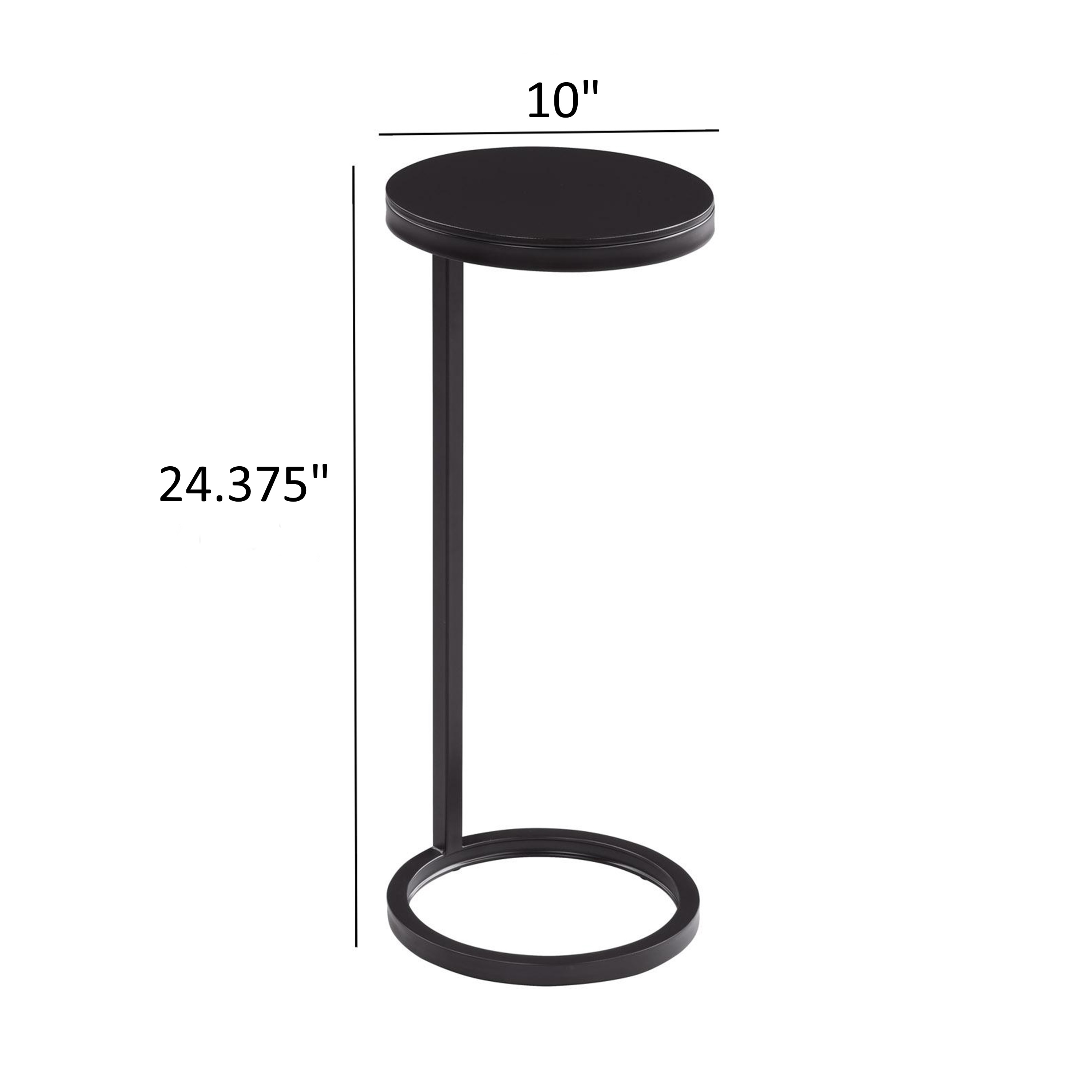 Yulee Matte Black C-Table Round Metal Accent Table – image 9