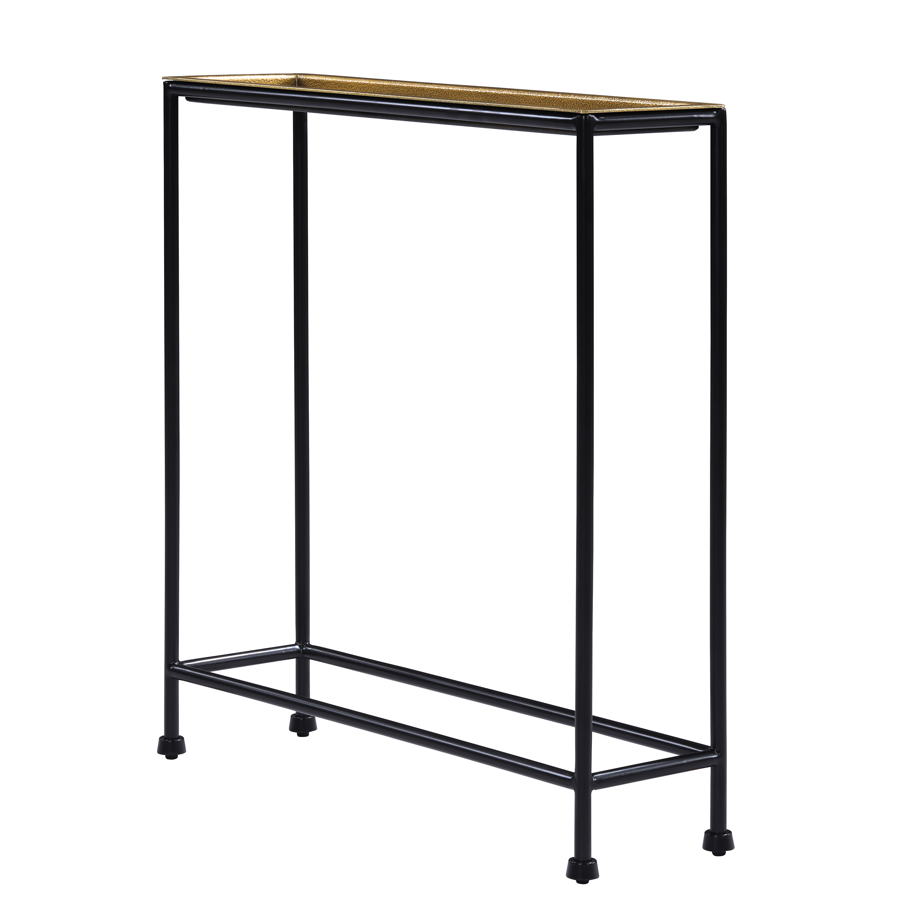 Tulare Slim Metal Sofa Side Table with Removable Hammered Brass-Look Tray Top – image 10