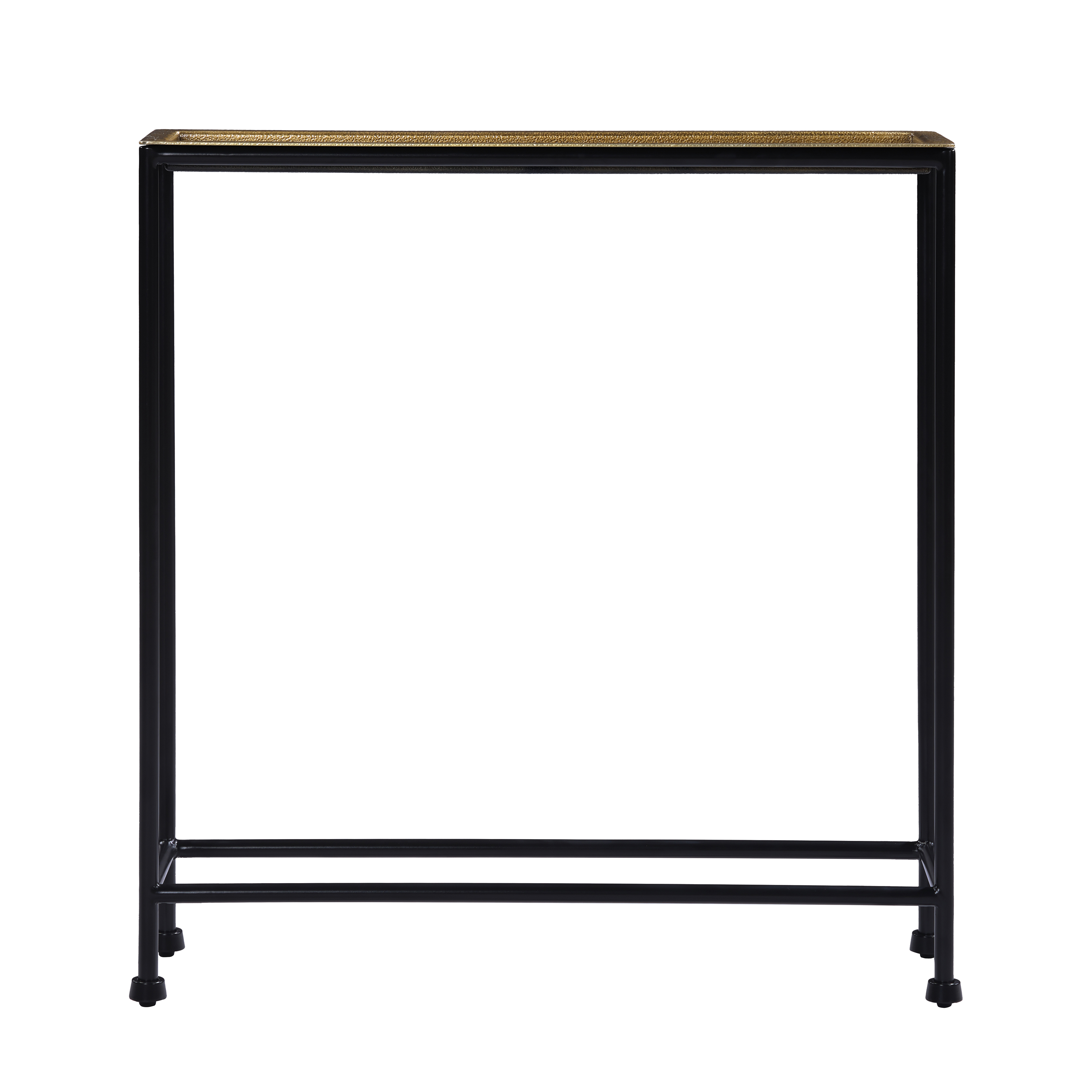 Tulare Slim Metal Sofa Side Table with Removable Hammered Brass-Look Tray Top – image 7