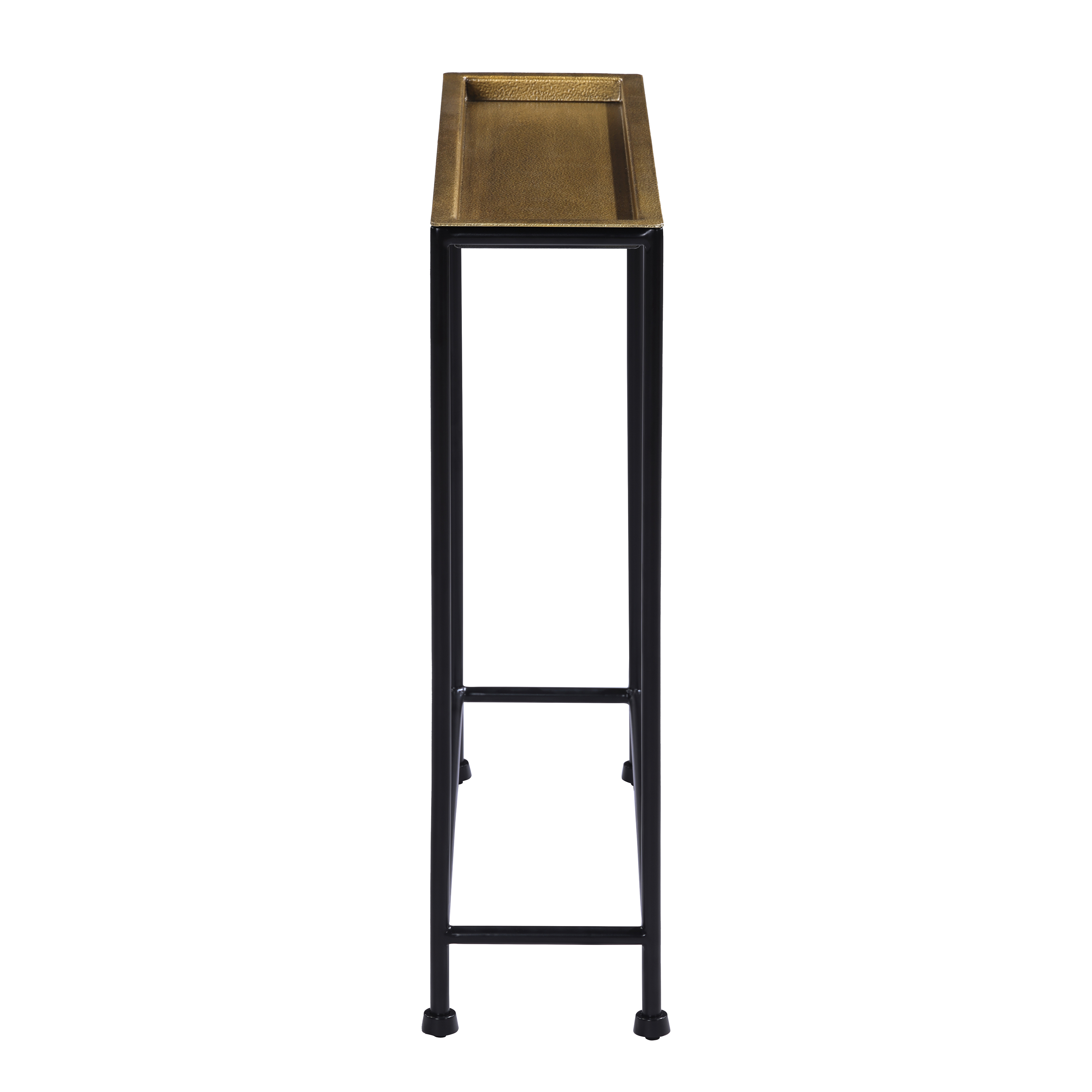Tulare Slim Metal Sofa Side Table with Removable Hammered Brass-Look Tray Top – image 8