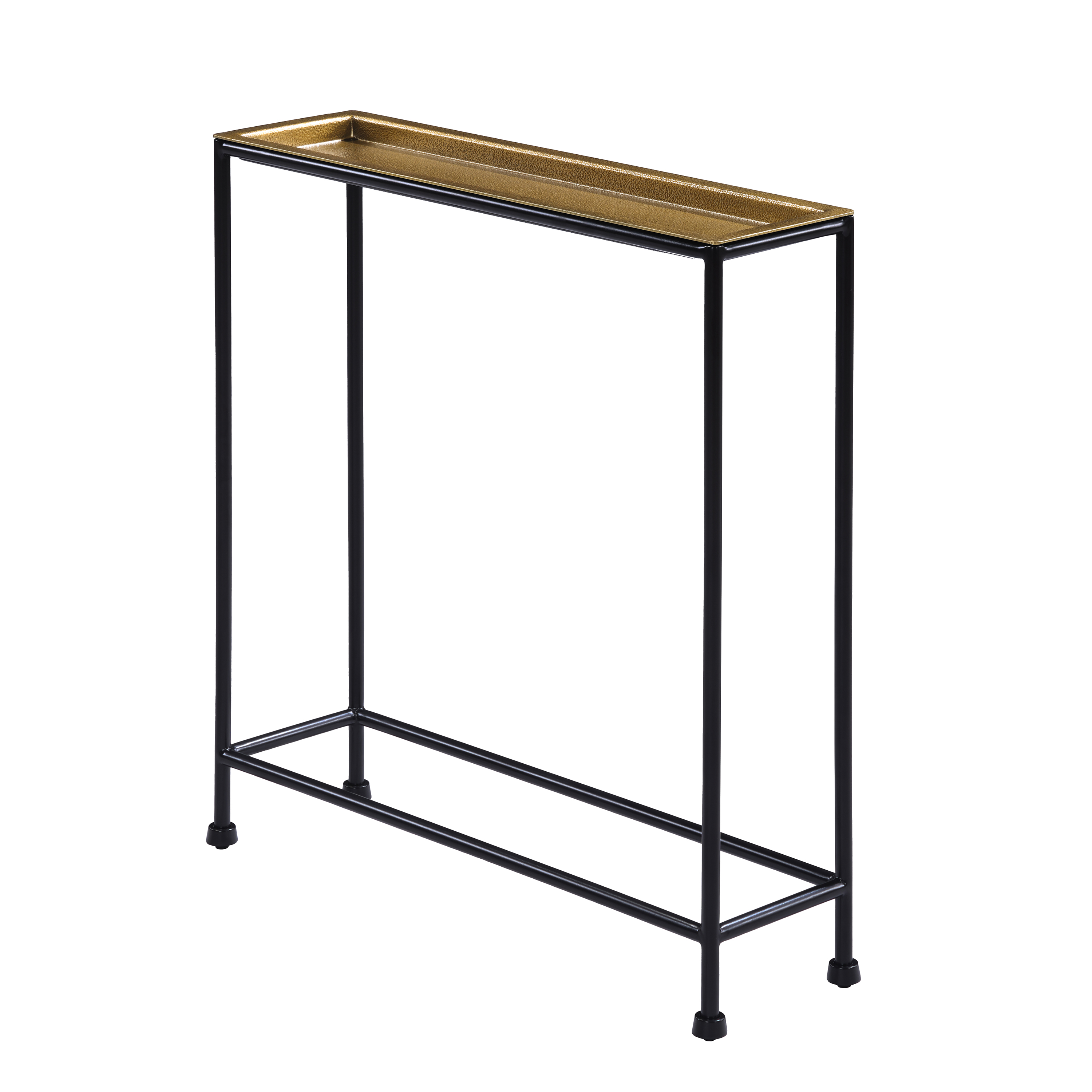 Tulare Slim Metal Sofa Side Table with Removable Hammered Brass-Look Tray Top – image 9