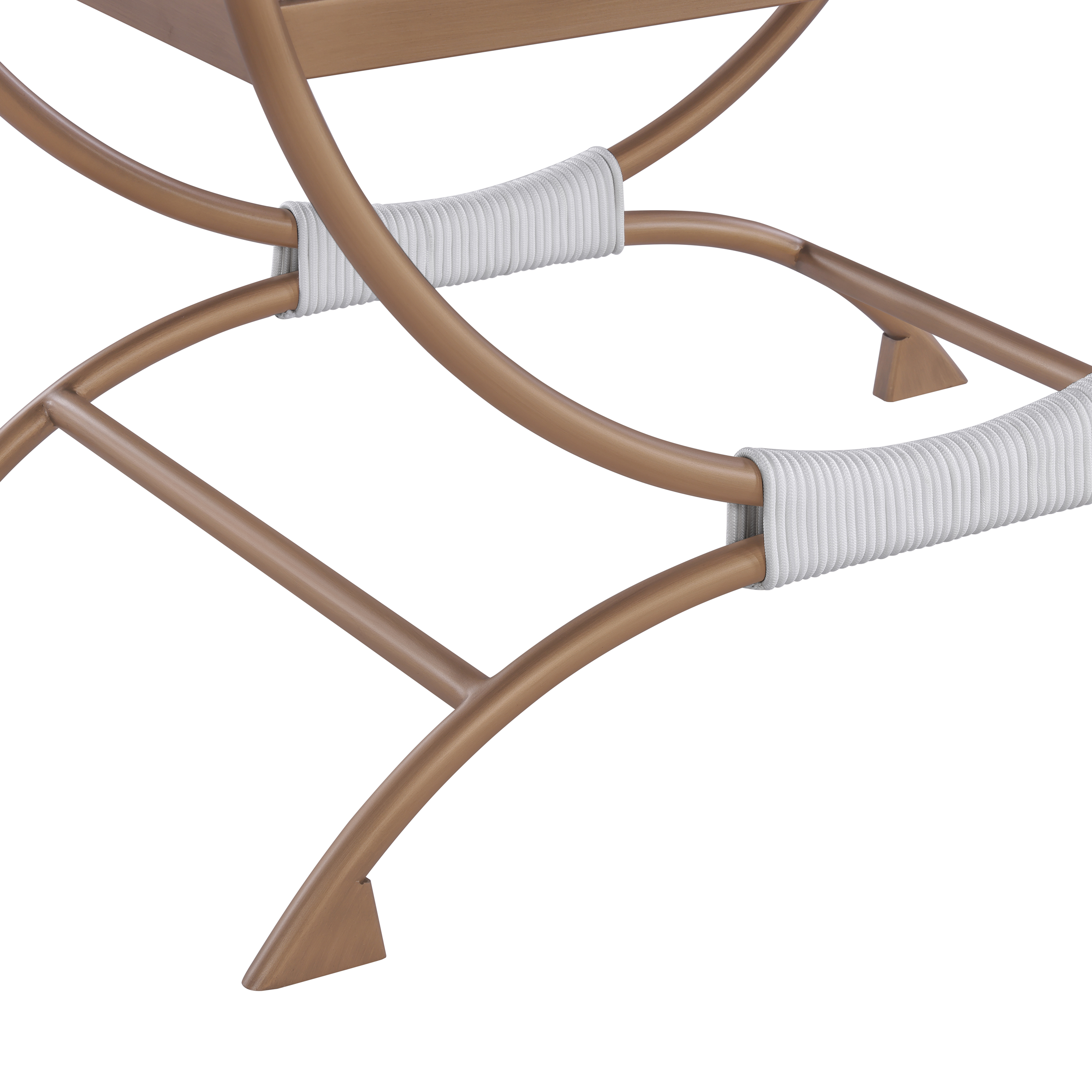 Natalina Sculptural X-Frame Bench - White Bouclé and Bronze Metal – image 6