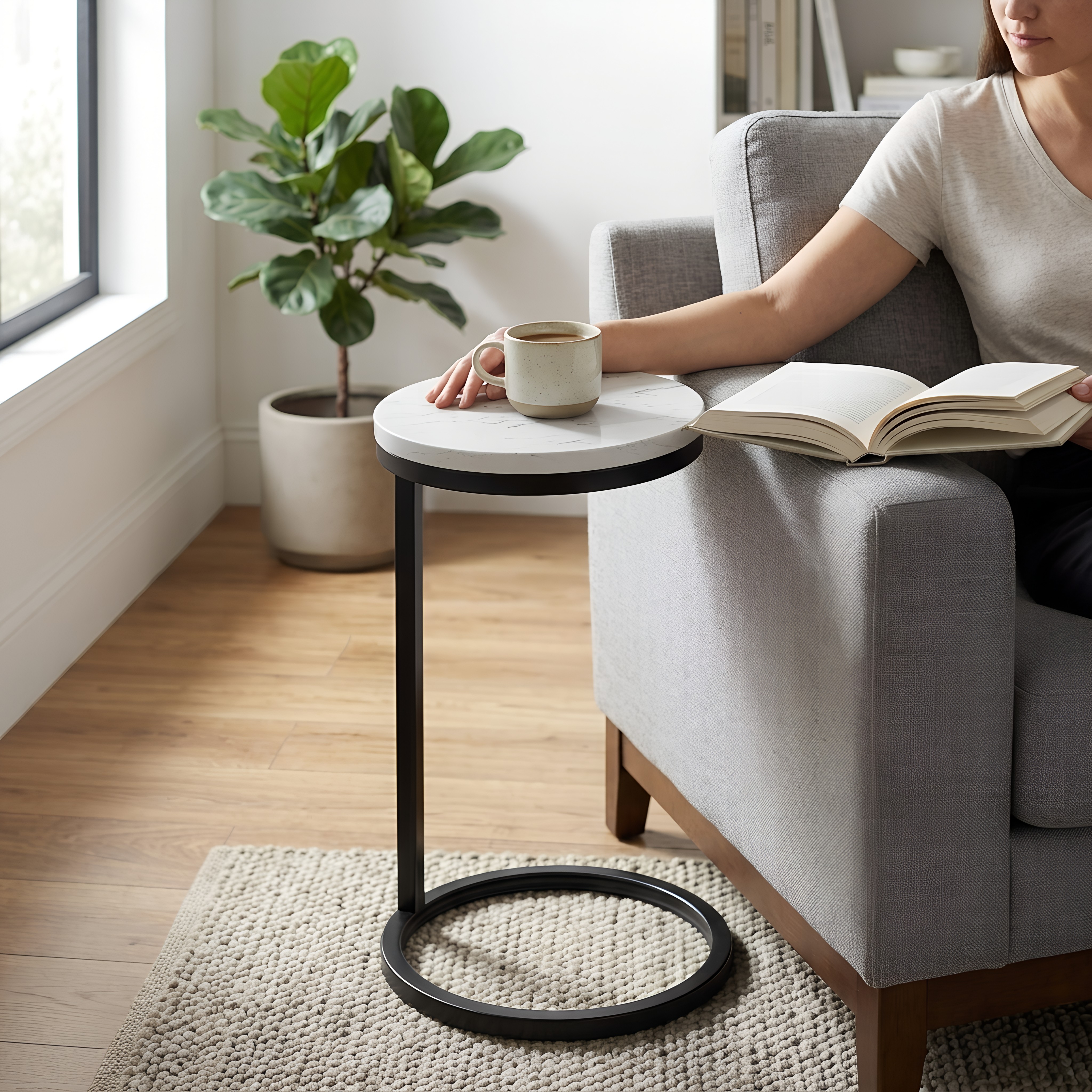 Cian Round Marble Accent C-Table - Sleek Space-Saving Design – image 11