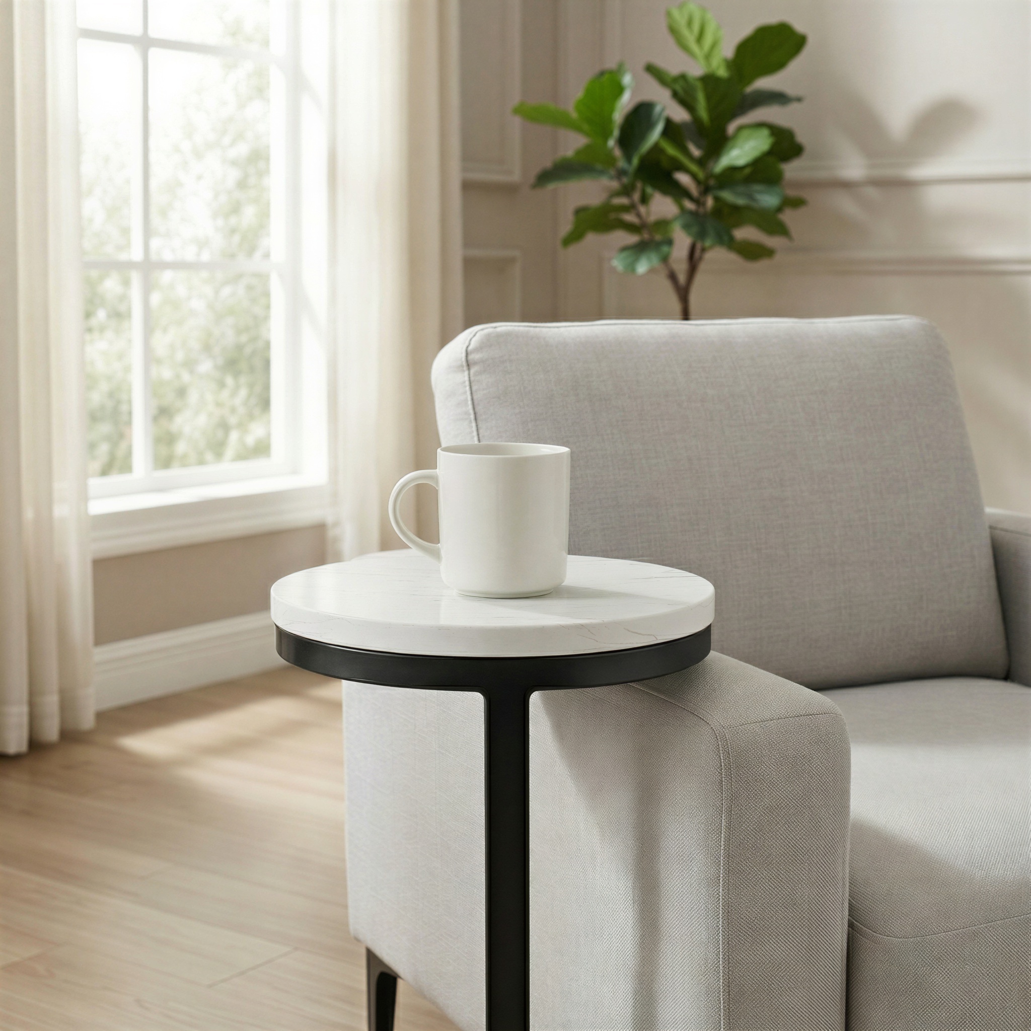 Cian Round Marble Accent C-Table - Sleek Space-Saving Design – image 3