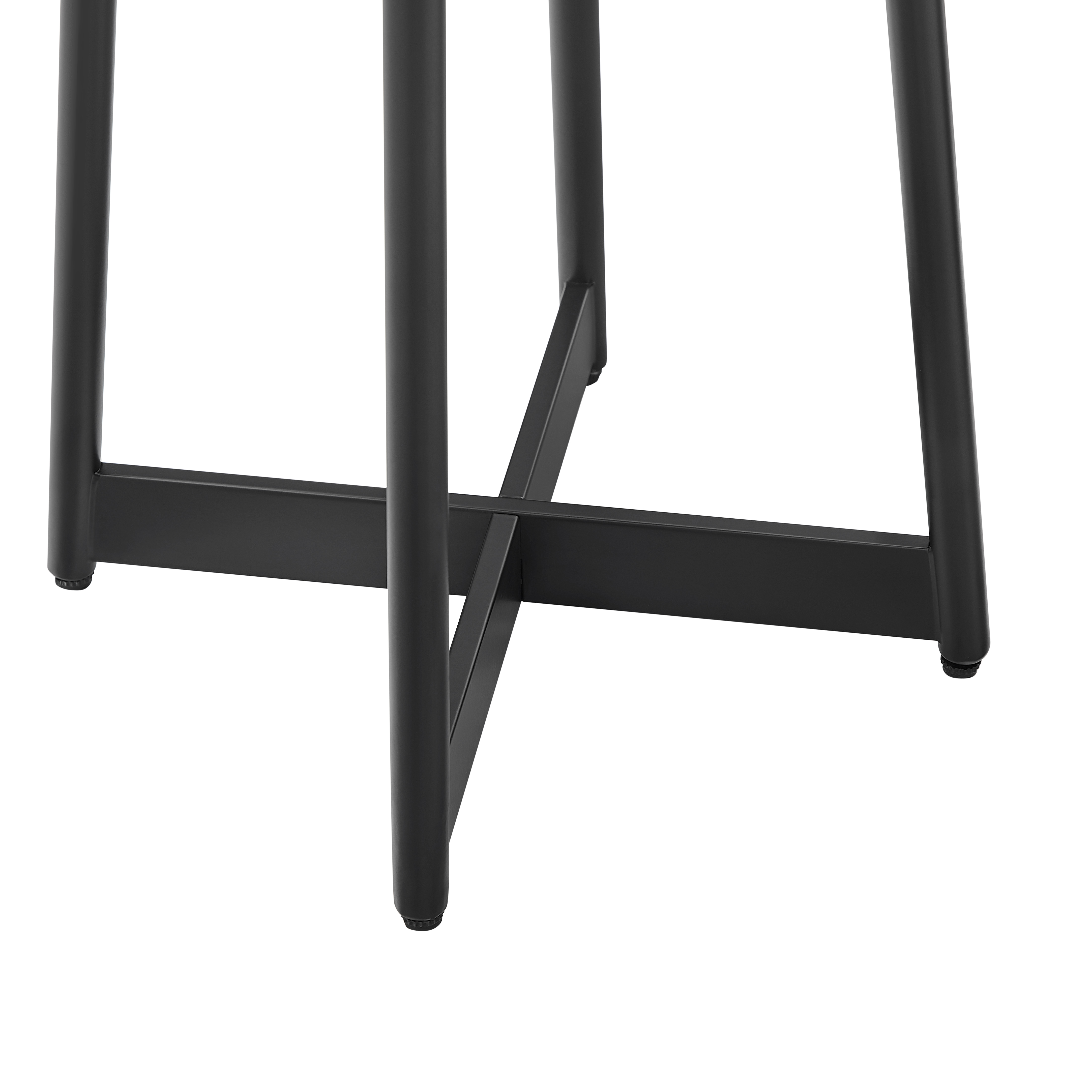 Renton Modern Round Accent Table with Black Top and Geometric Black Metal X-Stretcher Base – image 5