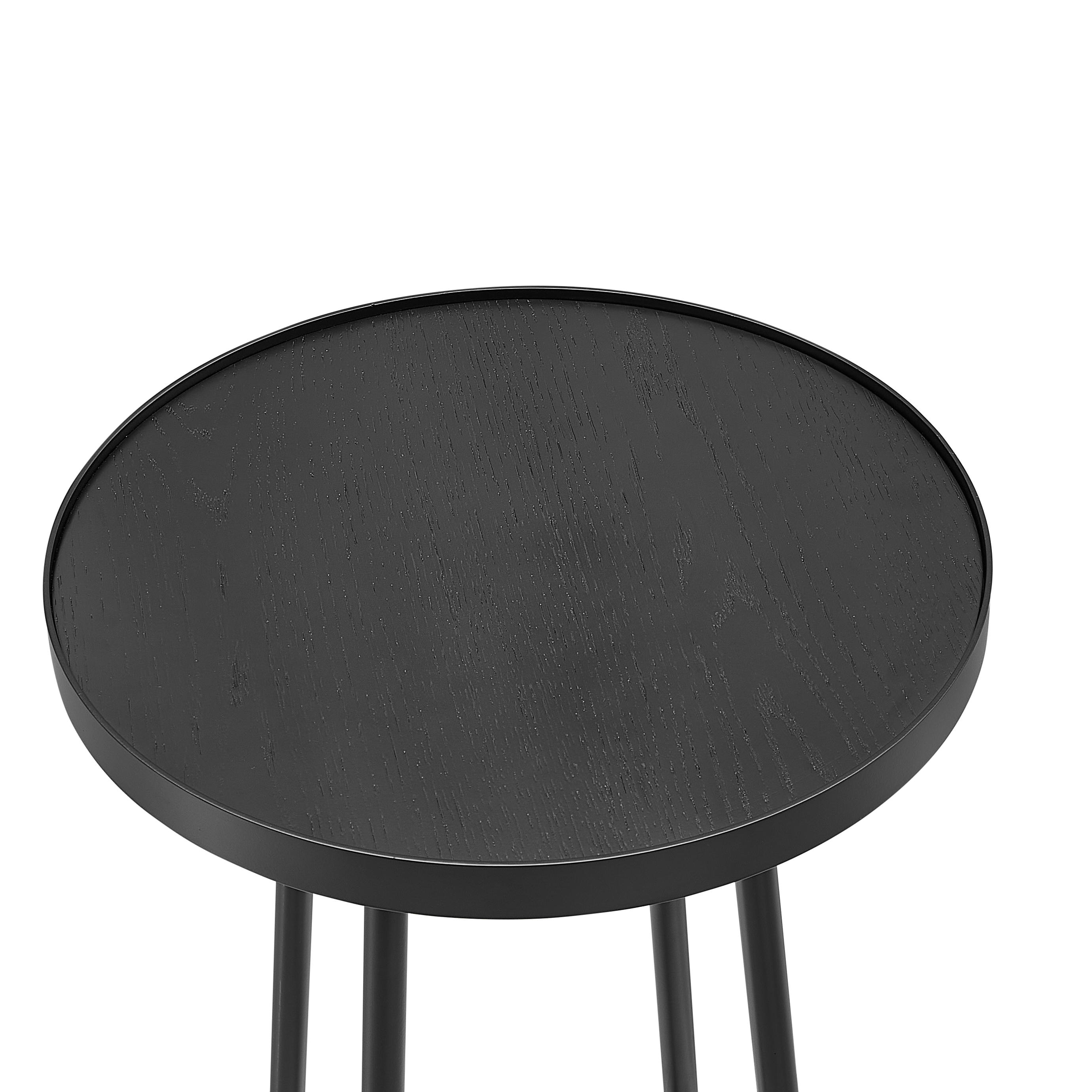 Renton Modern Round Accent Table with Black Top and Geometric Black Metal X-Stretcher Base – image 6