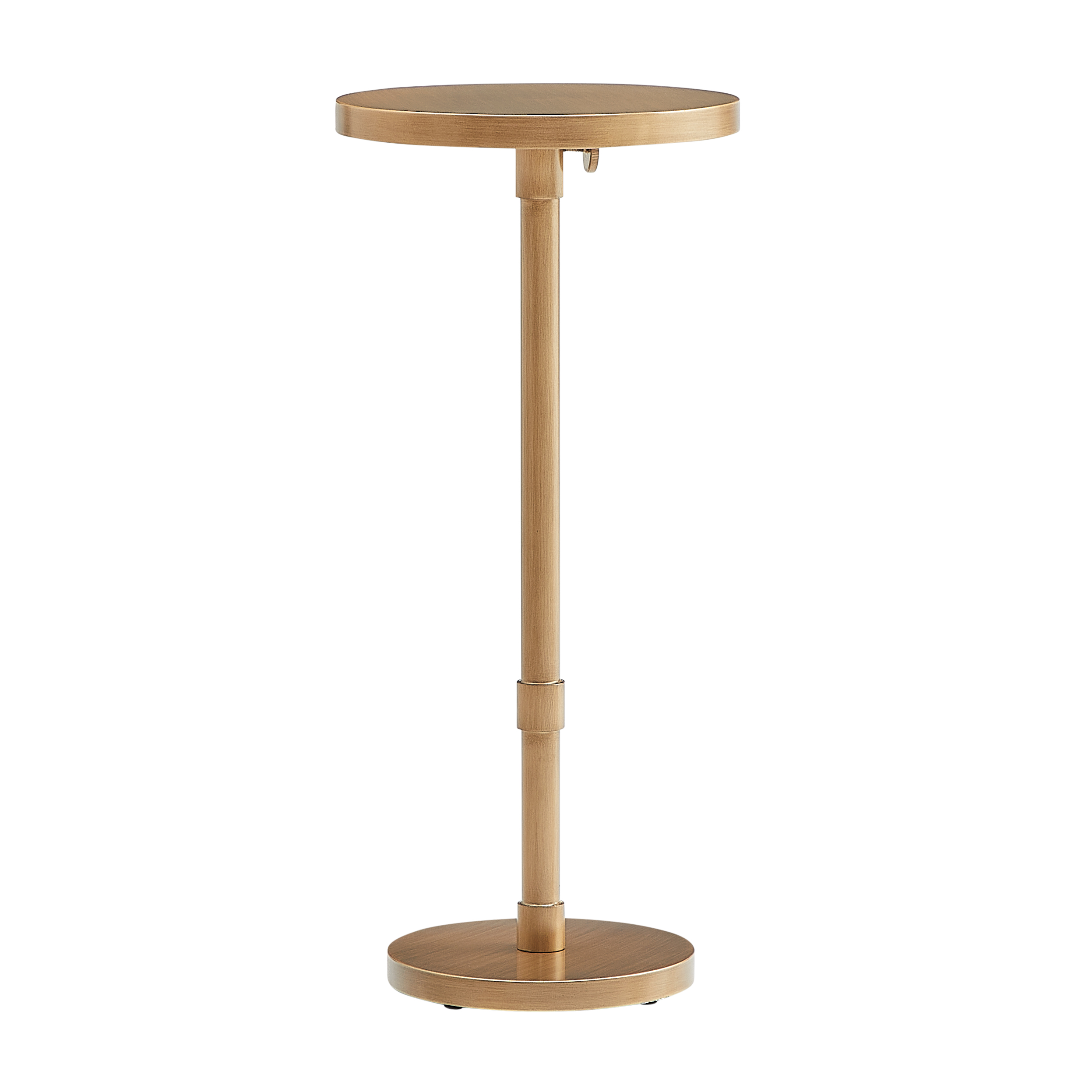 Metaire Round Antique Brass Accent Table with Adjustable Height Pedestal Base – image 4