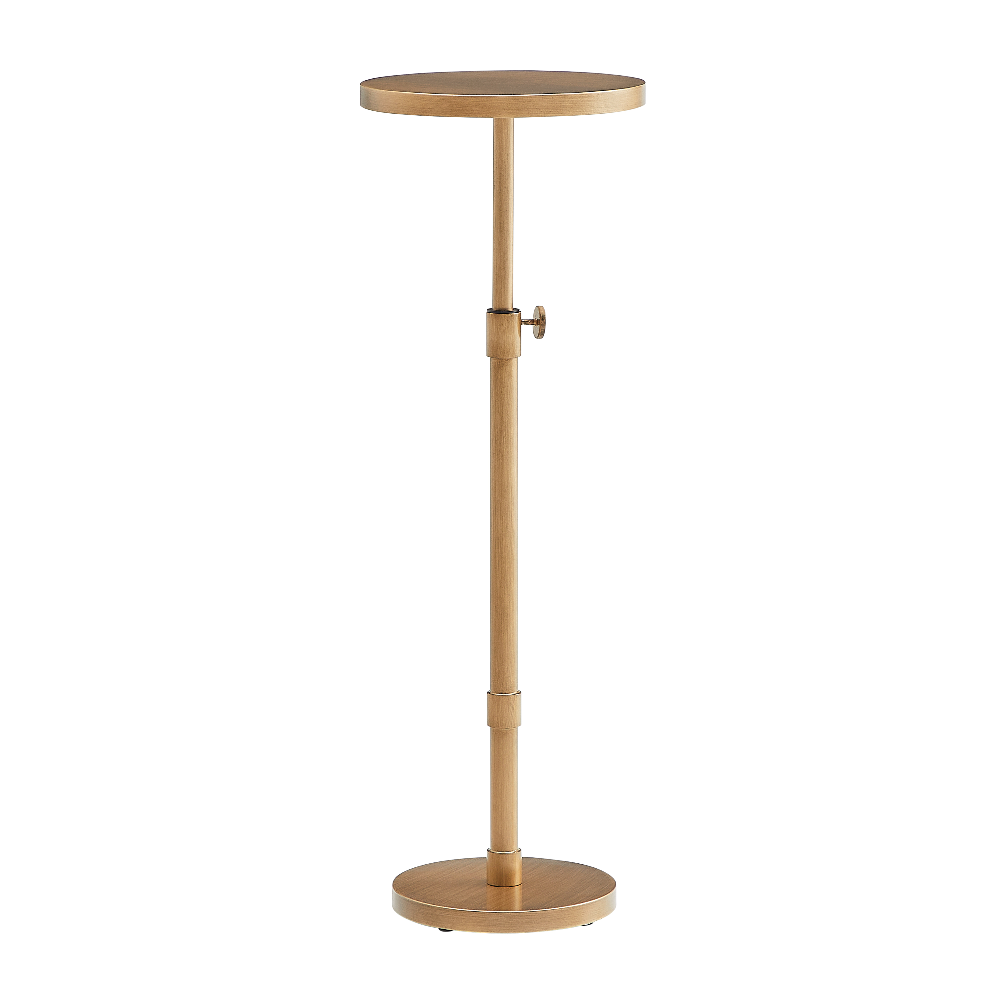 Metaire Round Antique Brass Accent Table with Adjustable Height Pedestal Base – image 5