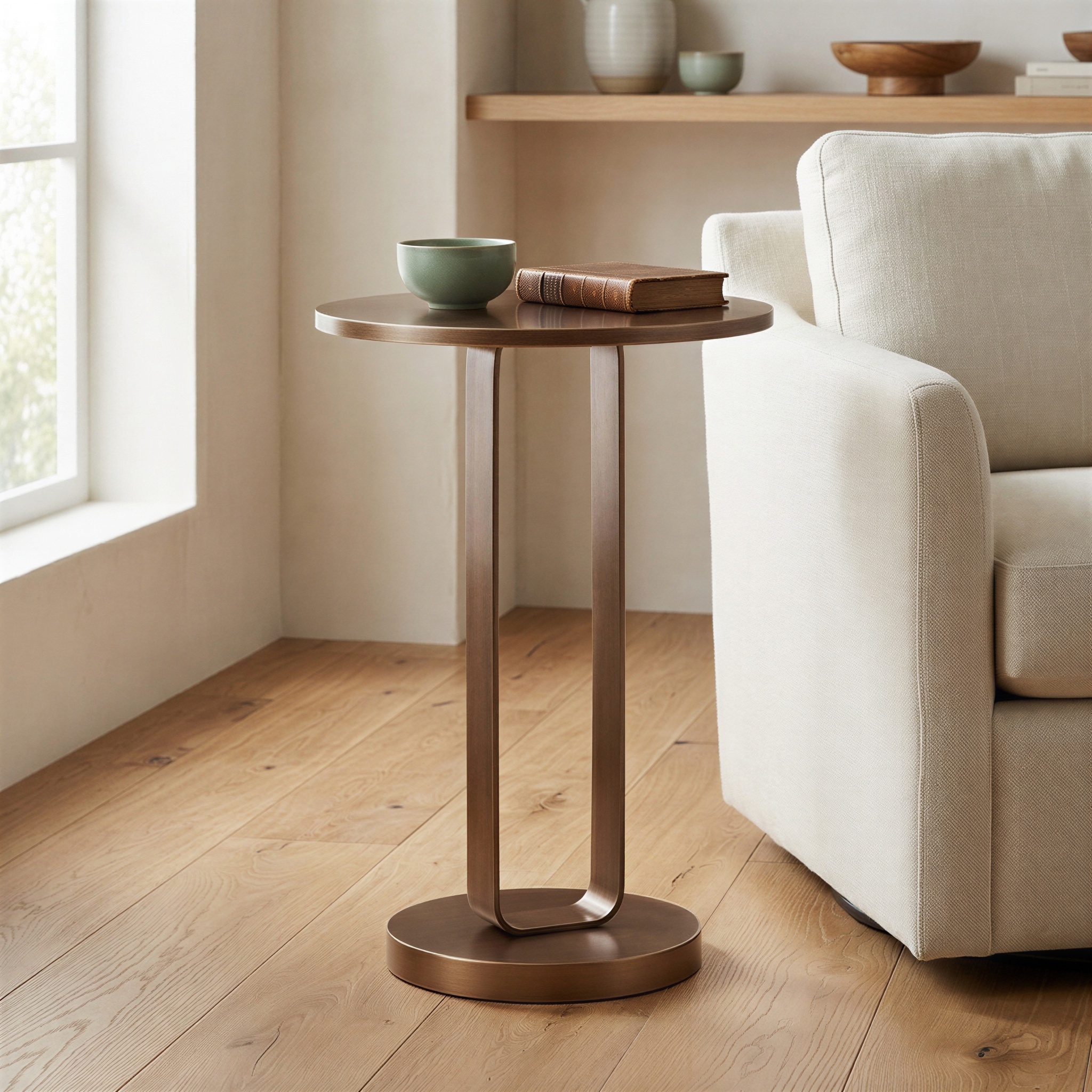 Talia Sculptural Round Accent Table in Antique Bronze