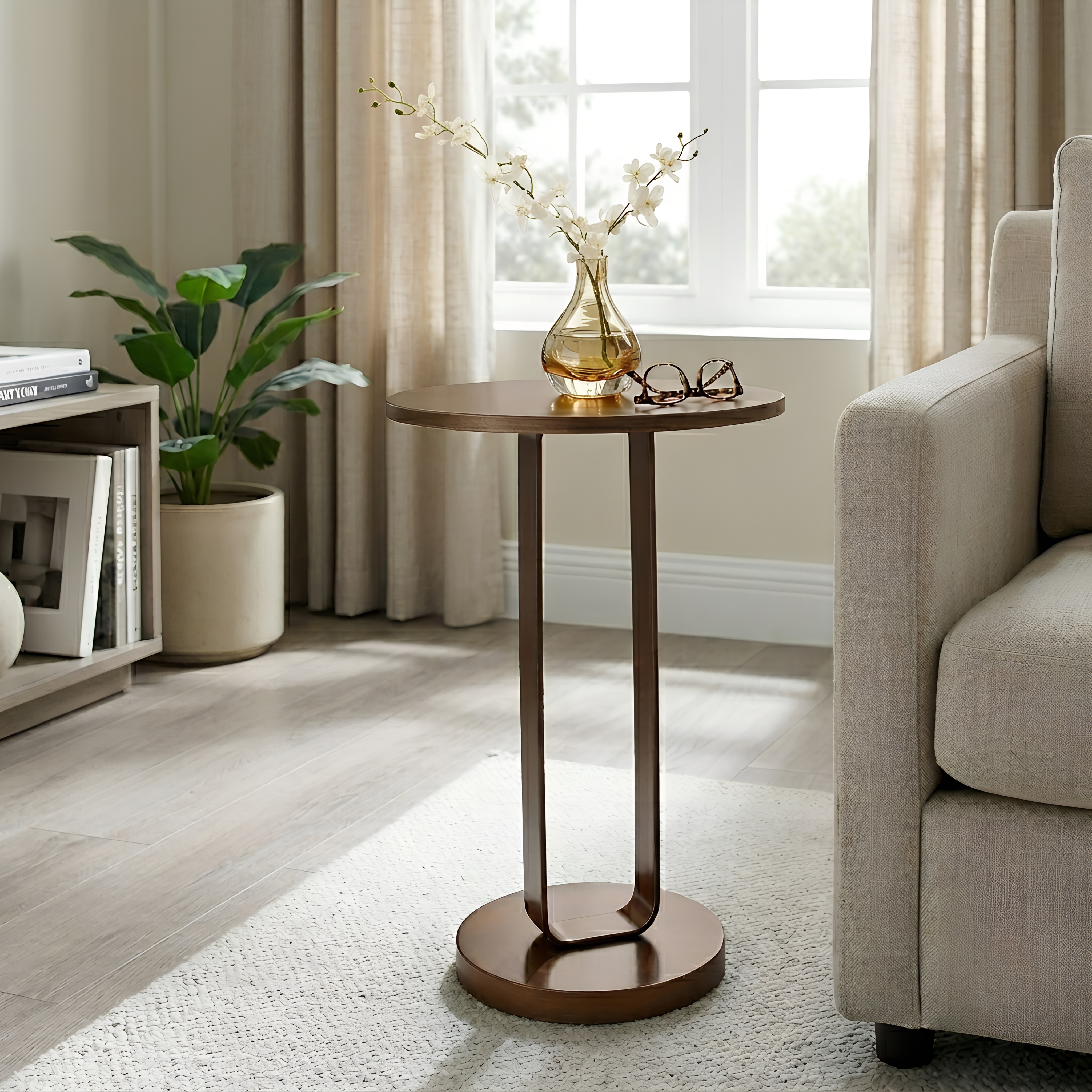 Talia Sculptural Round Accent Table in Antique Bronze – image 7