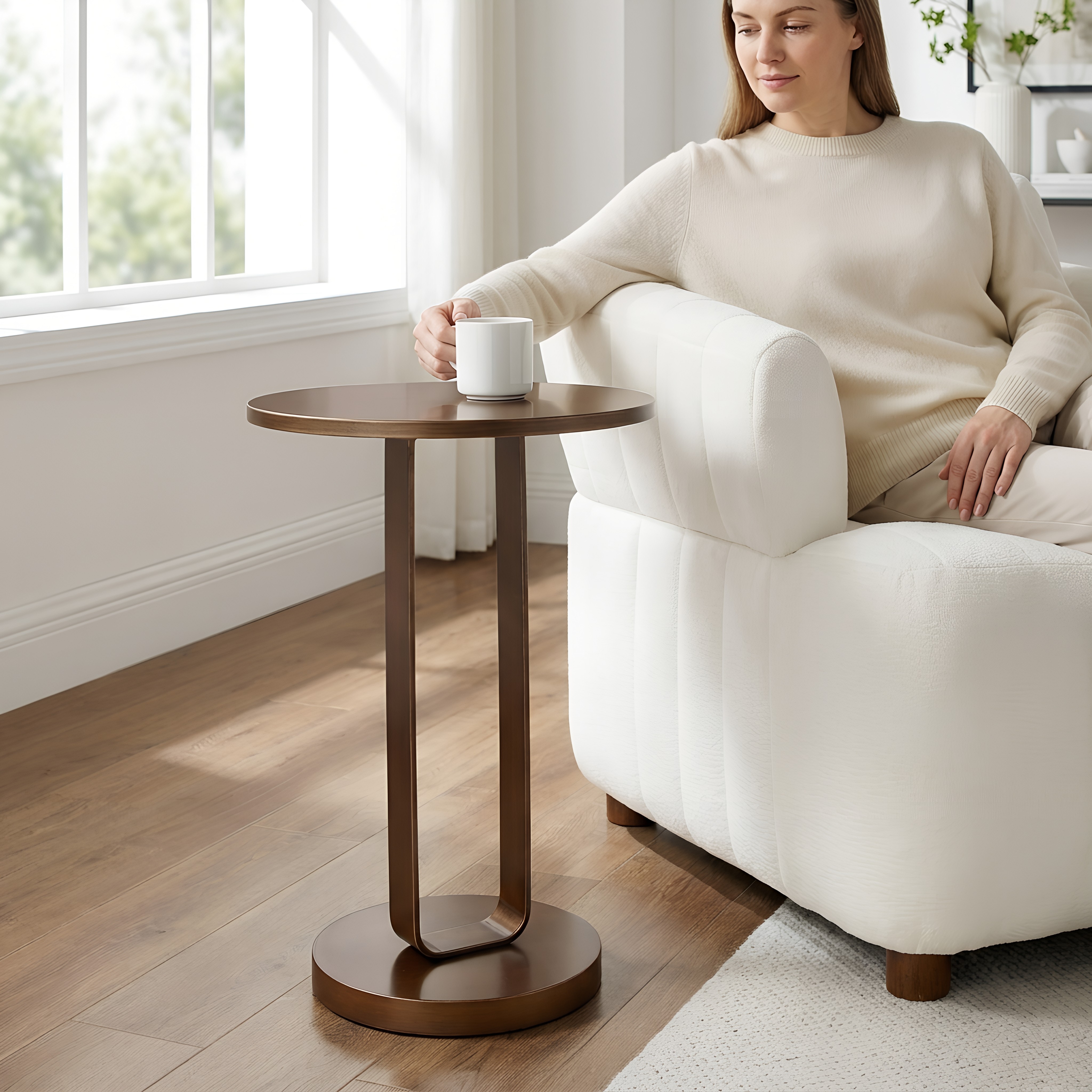 Talia Sculptural Round Accent Table in Antique Bronze – image 8