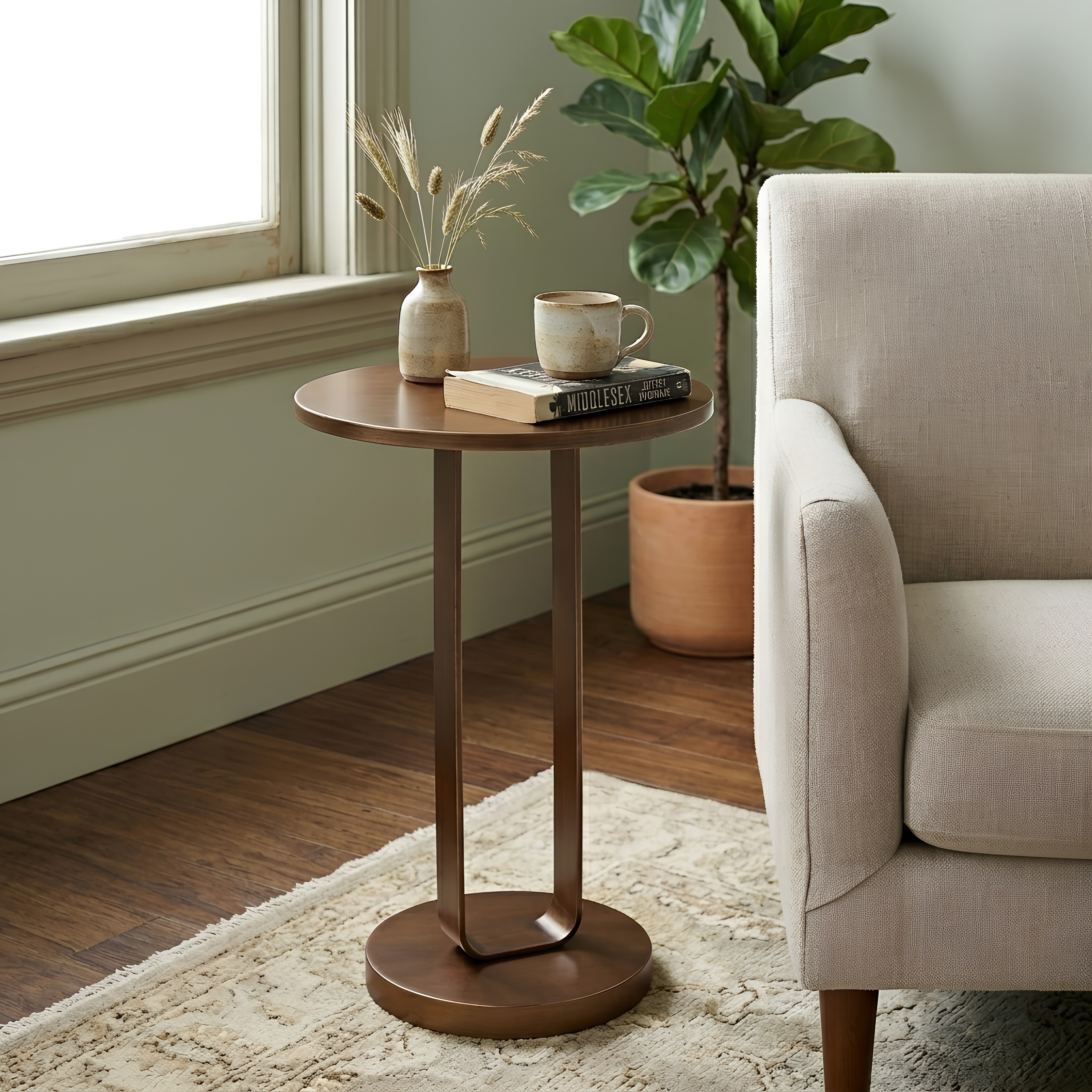 Talia Sculptural Round Accent Table in Antique Bronze – image 9