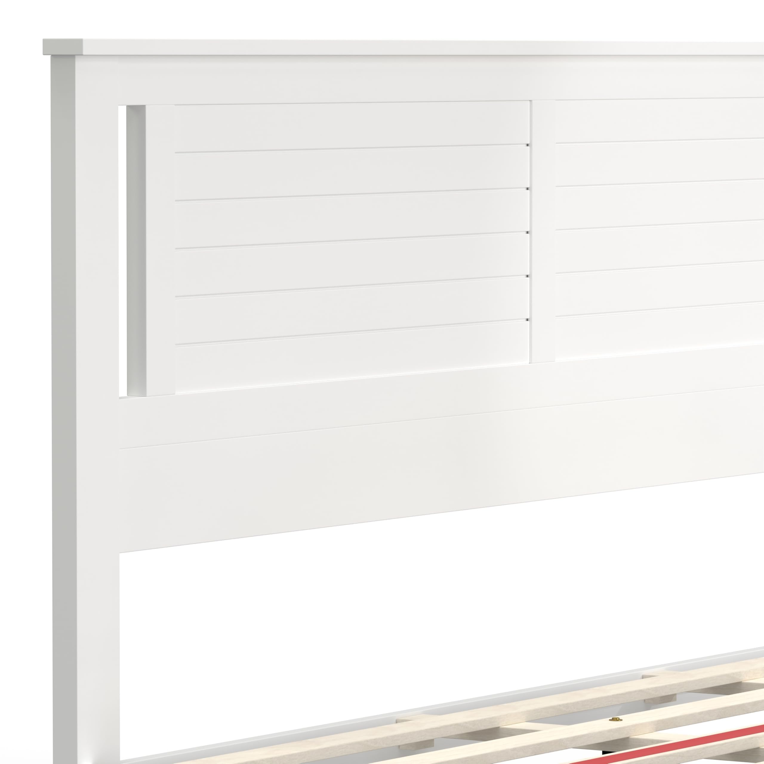 Serene Solid Wood Platform Bed with Horizontal Scoring Headboard in White – image 5