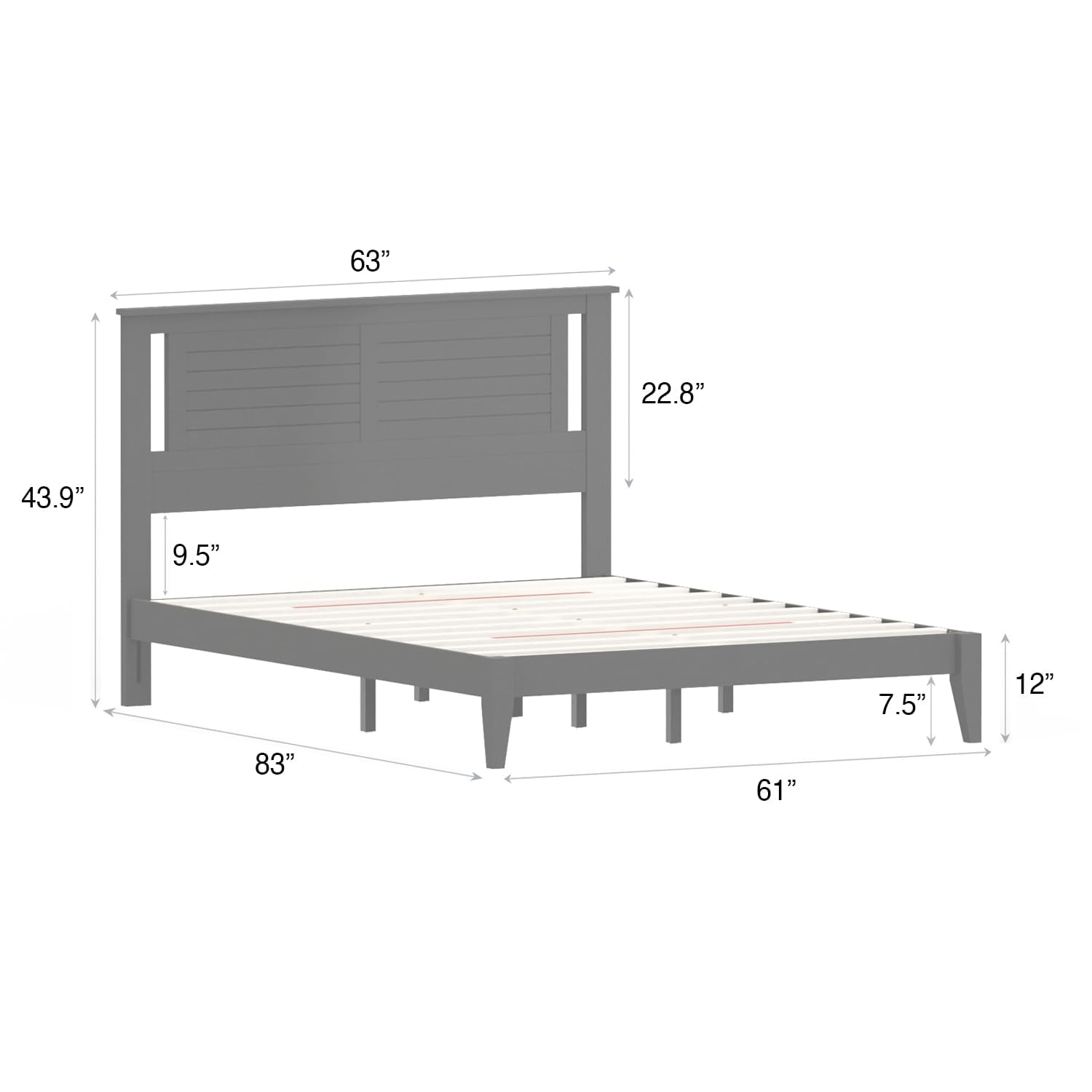 Serene Solid Wood Platform Bed with Horizontal Scoring Headboard in White – image 7