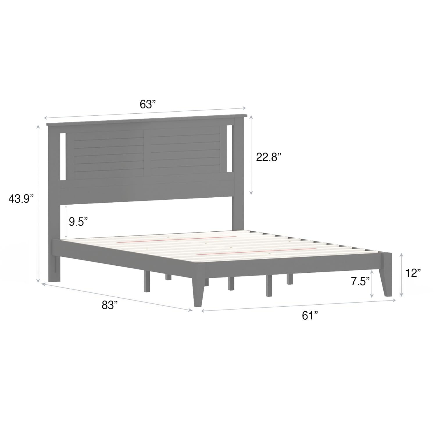 Serene Solid Wood Platform Bed with Horizontal Scoring Headboard in White – image 9