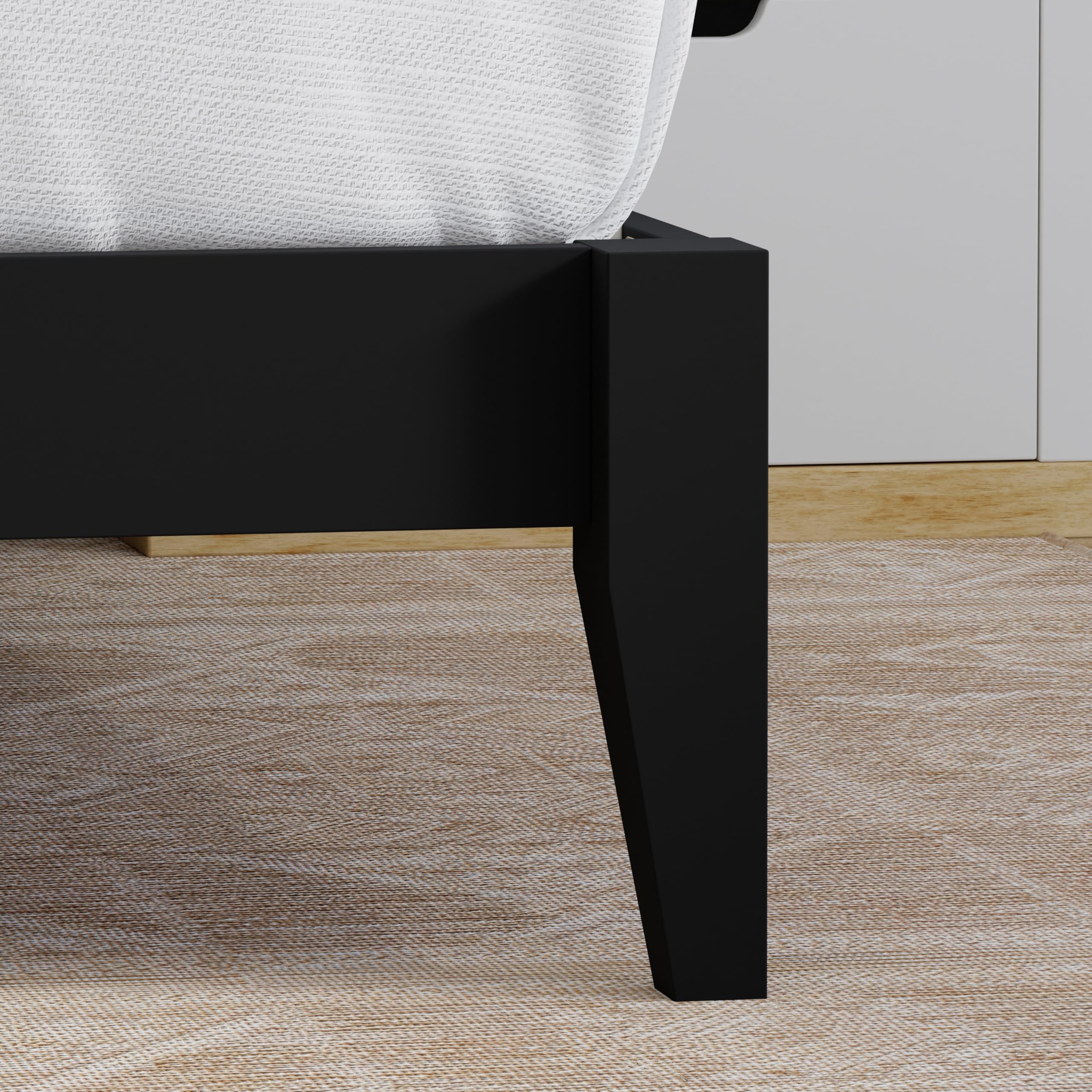 Serene Solid Wood Platform Bed with Horizontal Scoring Headboard in Black – image 5