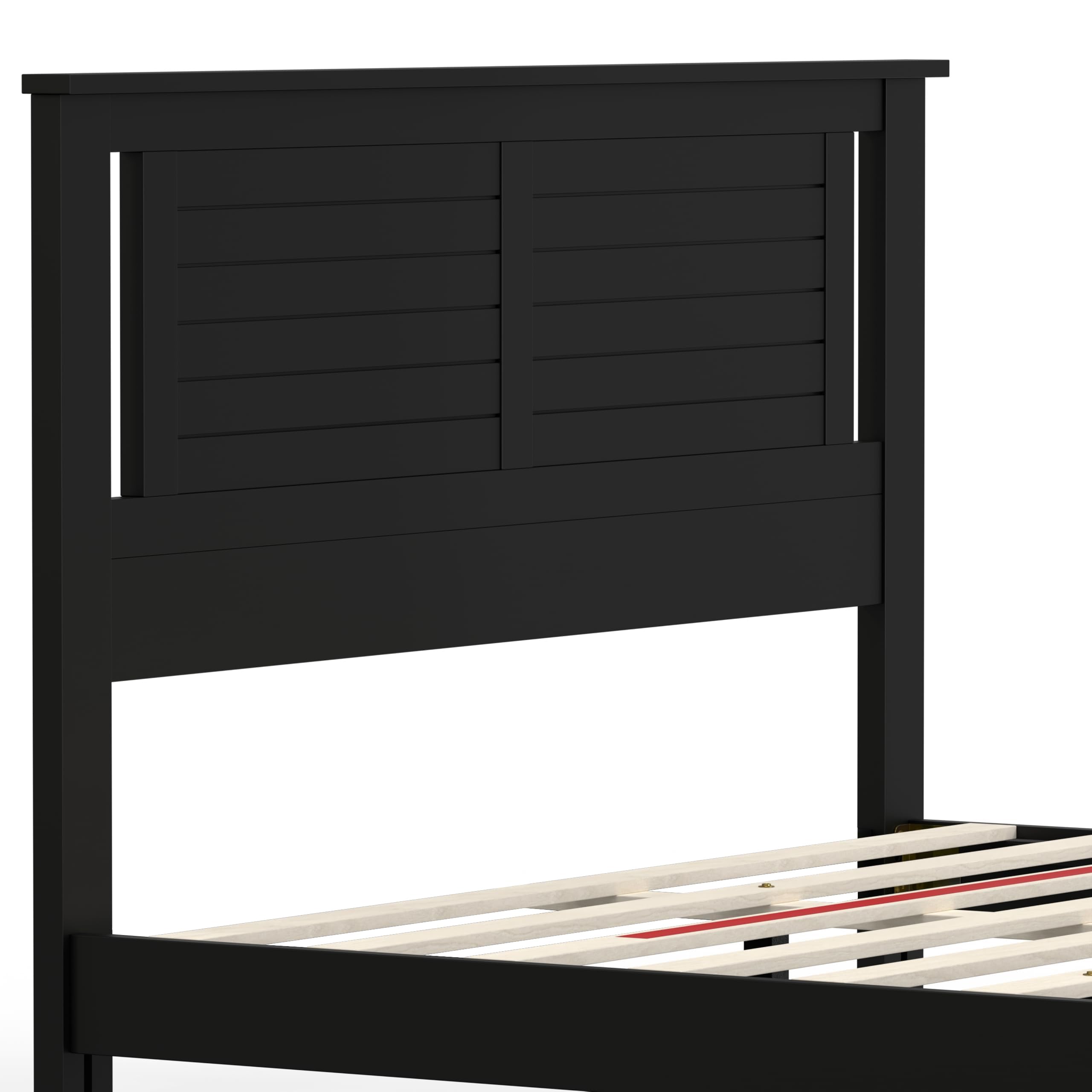 Serene Solid Wood Platform Bed with Horizontal Scoring Headboard in Black – image 8