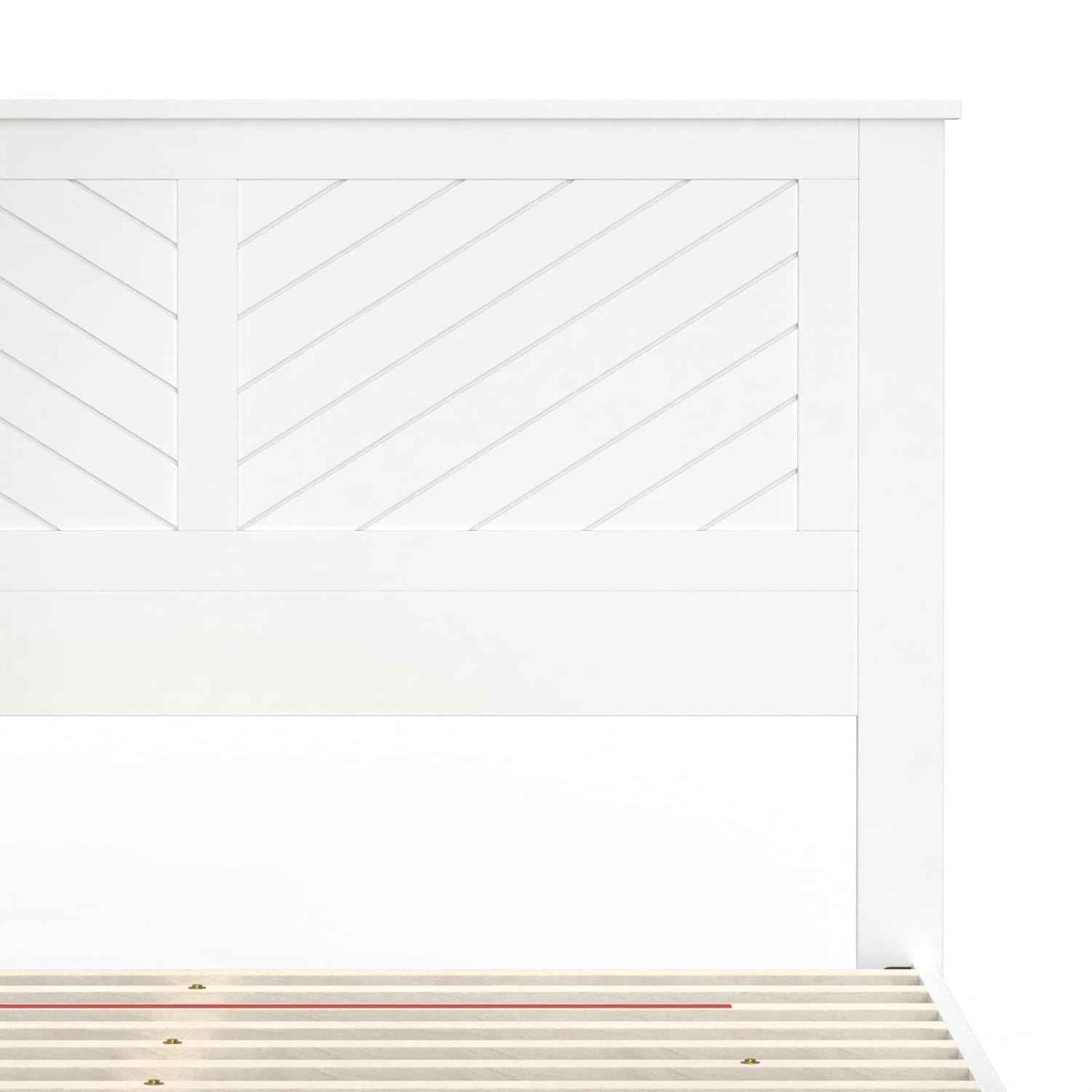 Wood Platform Bed with Chevron Scoring Headboard in White – image 8