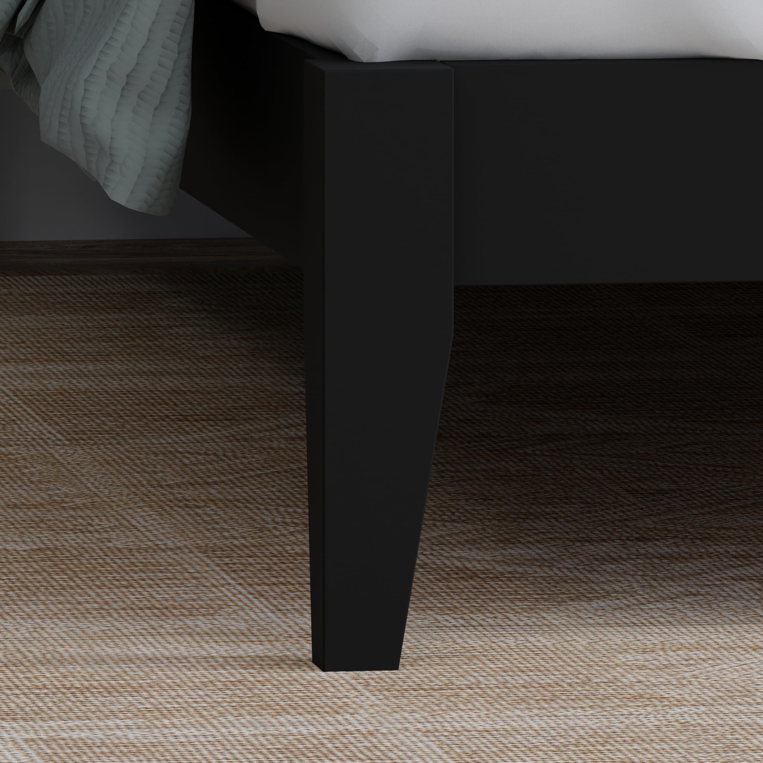 Wood Platform Bed with Chevron Scoring Headboard in Black – image 5