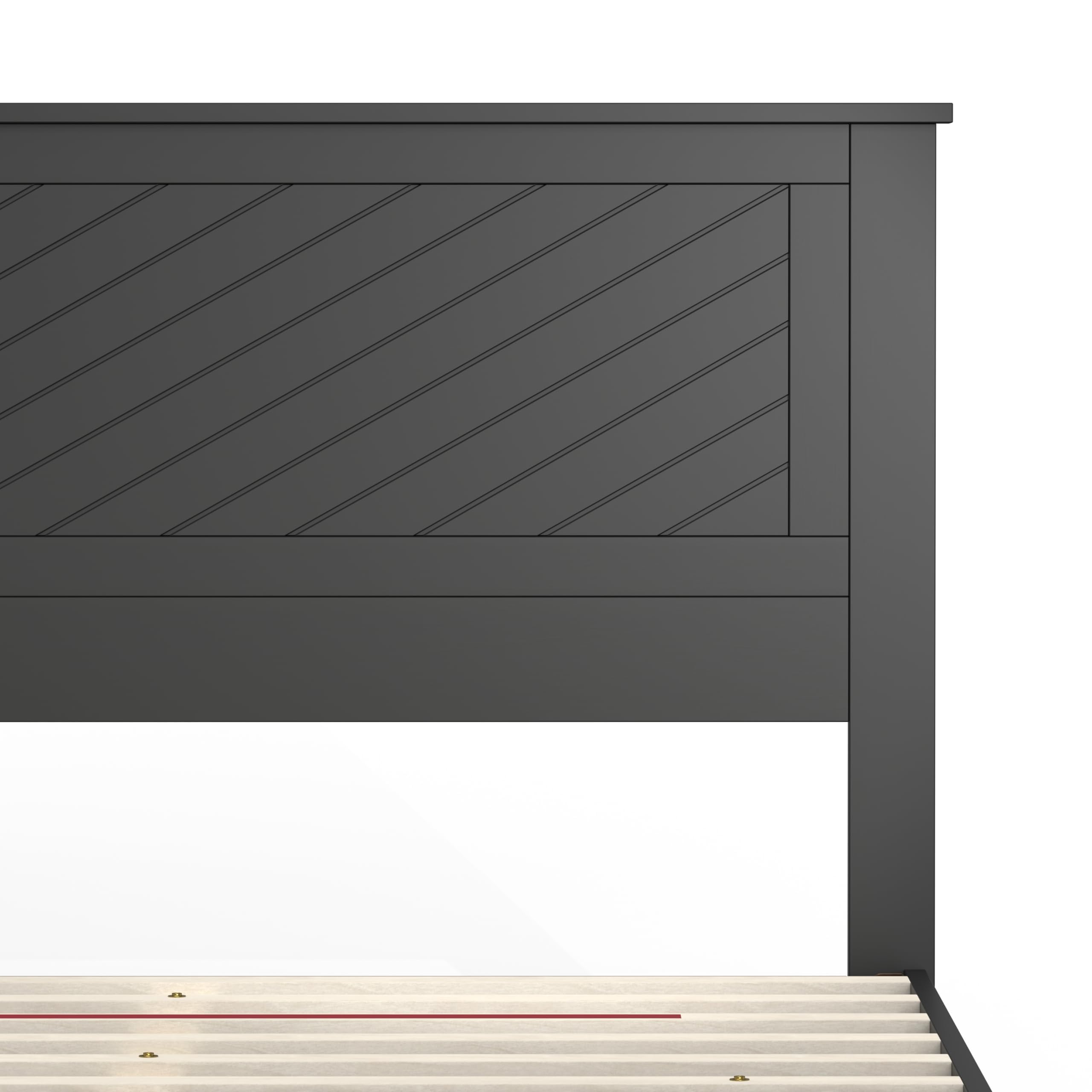 Wood Platform Bed with Chevron Scoring Headboard in Black – image 7
