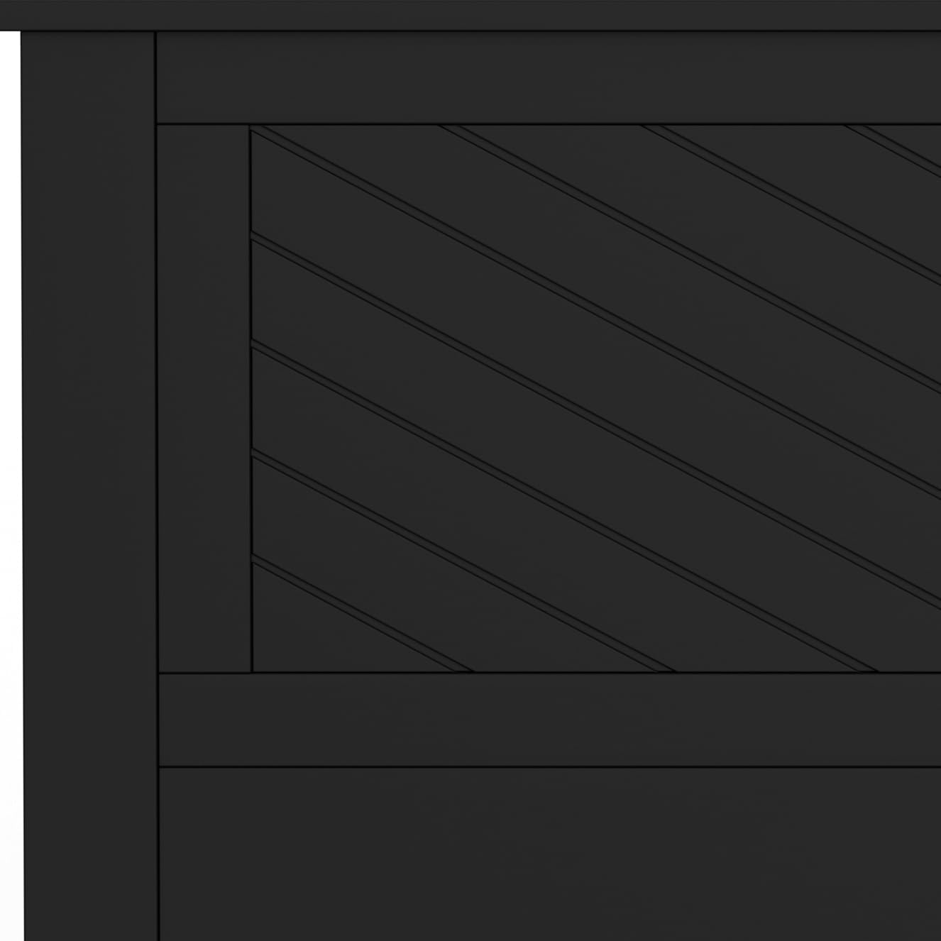 Wood Platform Bed with Chevron Scoring Headboard in Black – image 8