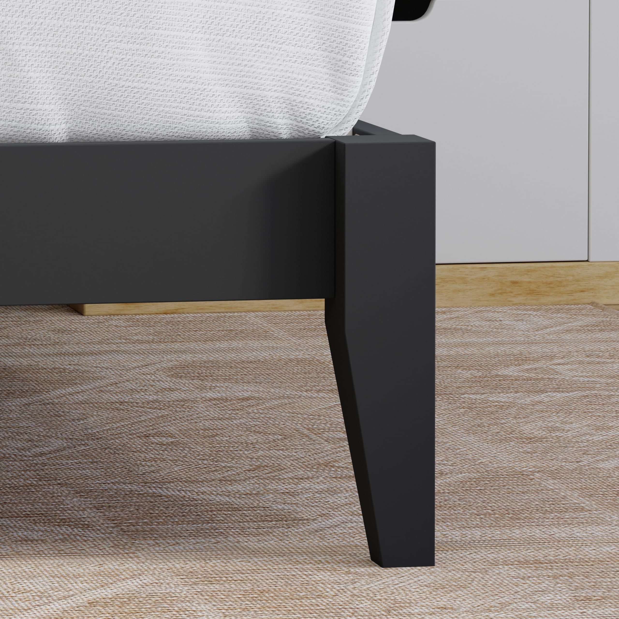 Serene Solid Wood Platform Bed with Chevron Scoring Headboard in Black – image 5