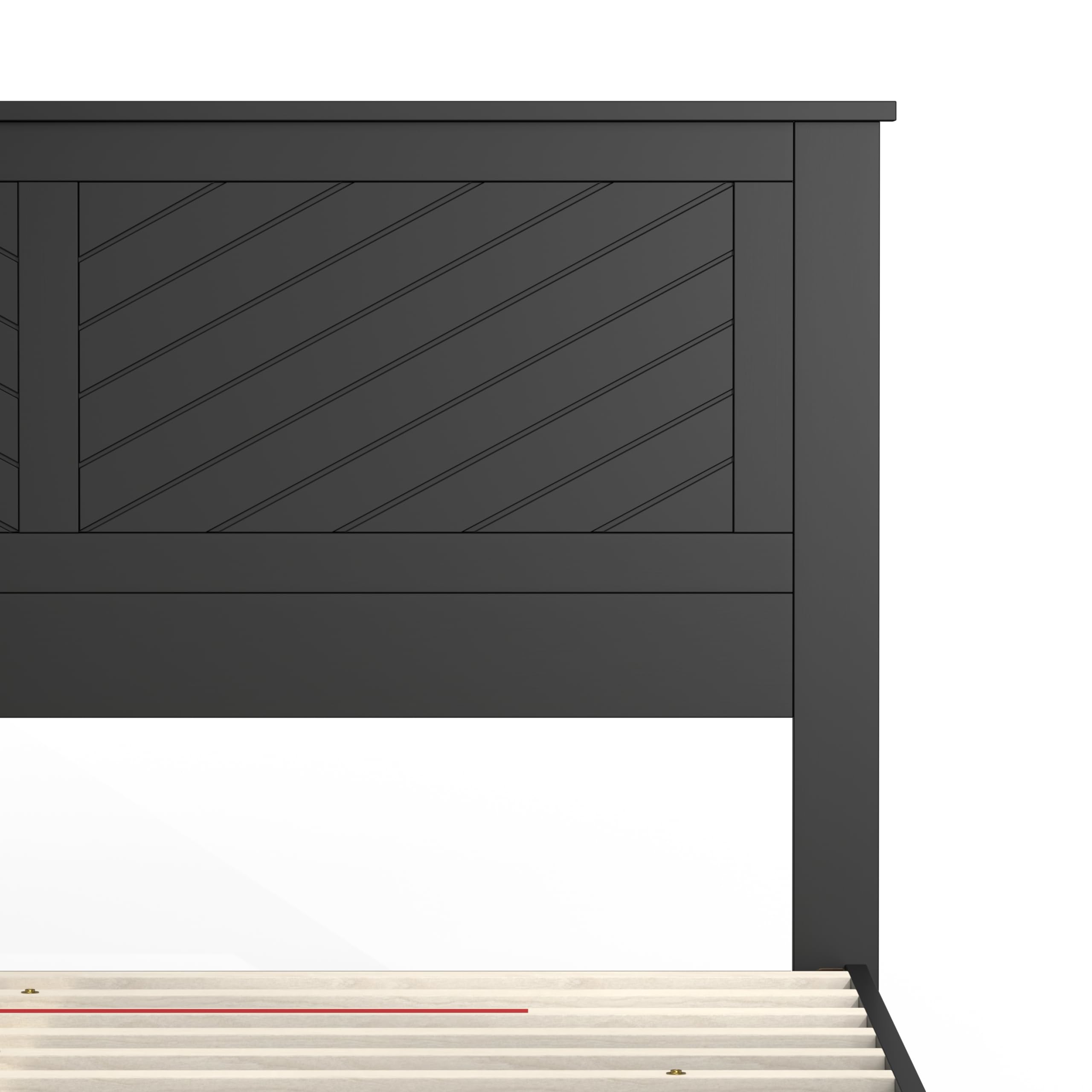 Serene Solid Wood Platform Bed with Chevron Scoring Headboard in Black – image 8