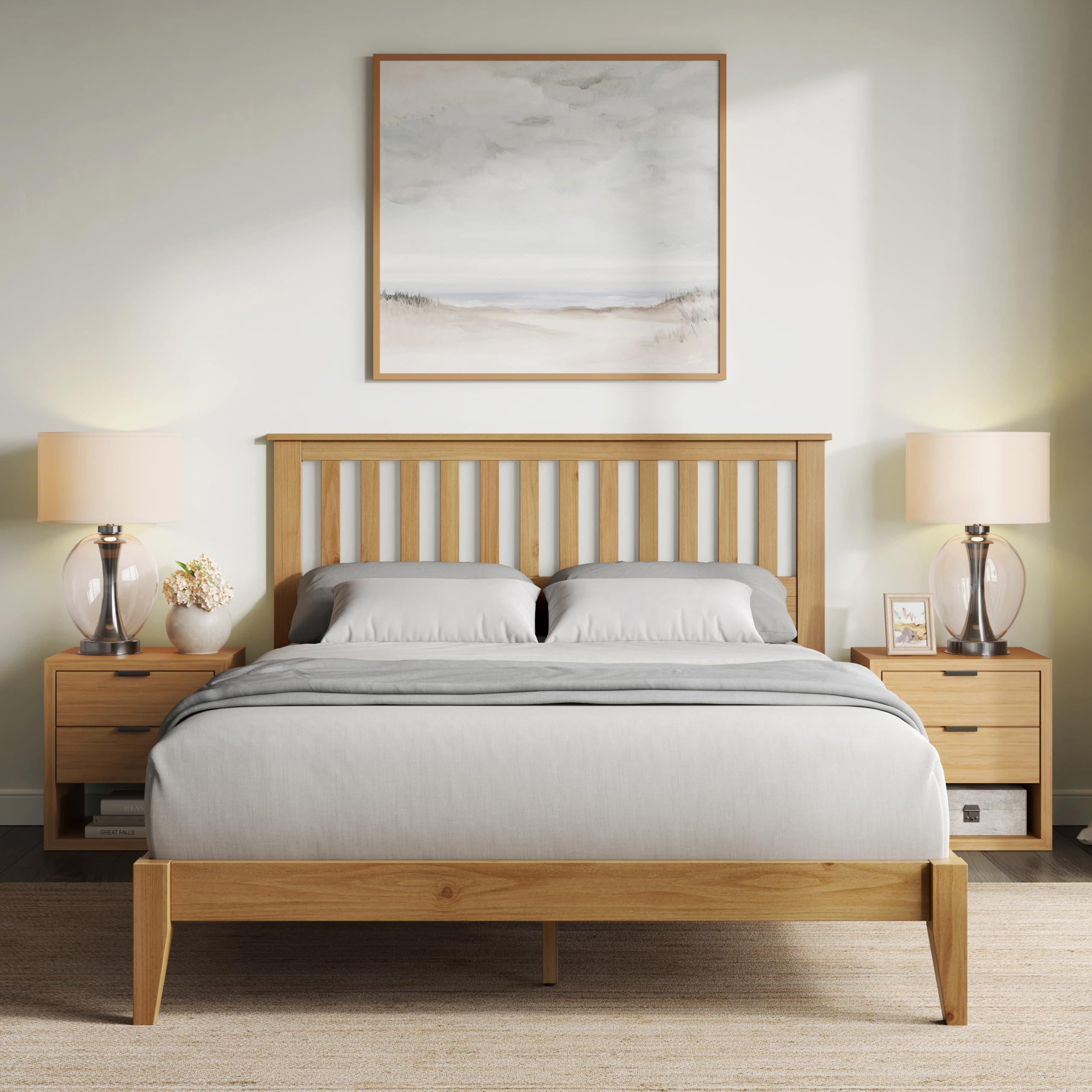 Serene Mission Style Platform Bed in Pine