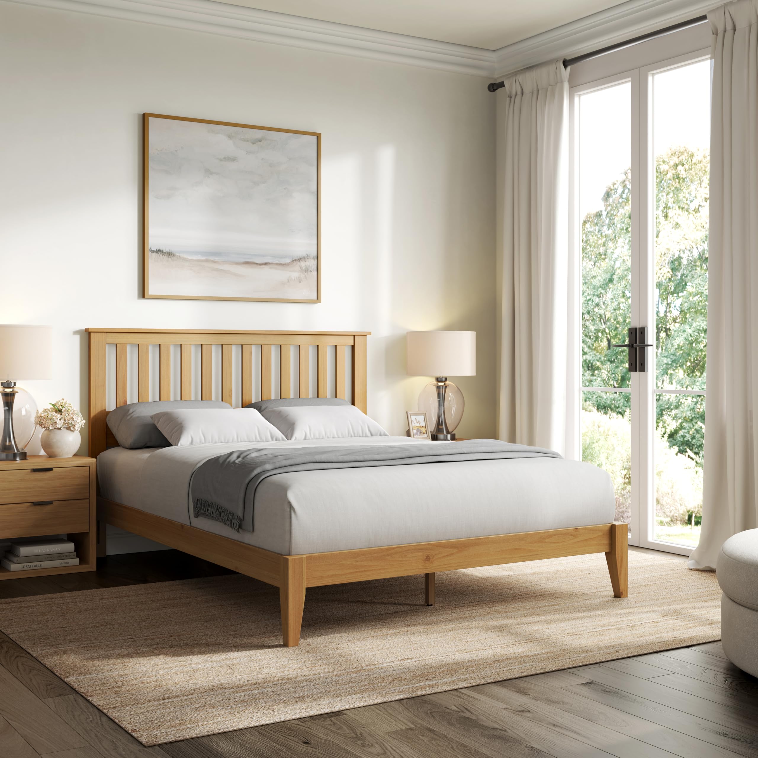 Serene Mission Style Platform Bed in Pine – image 2