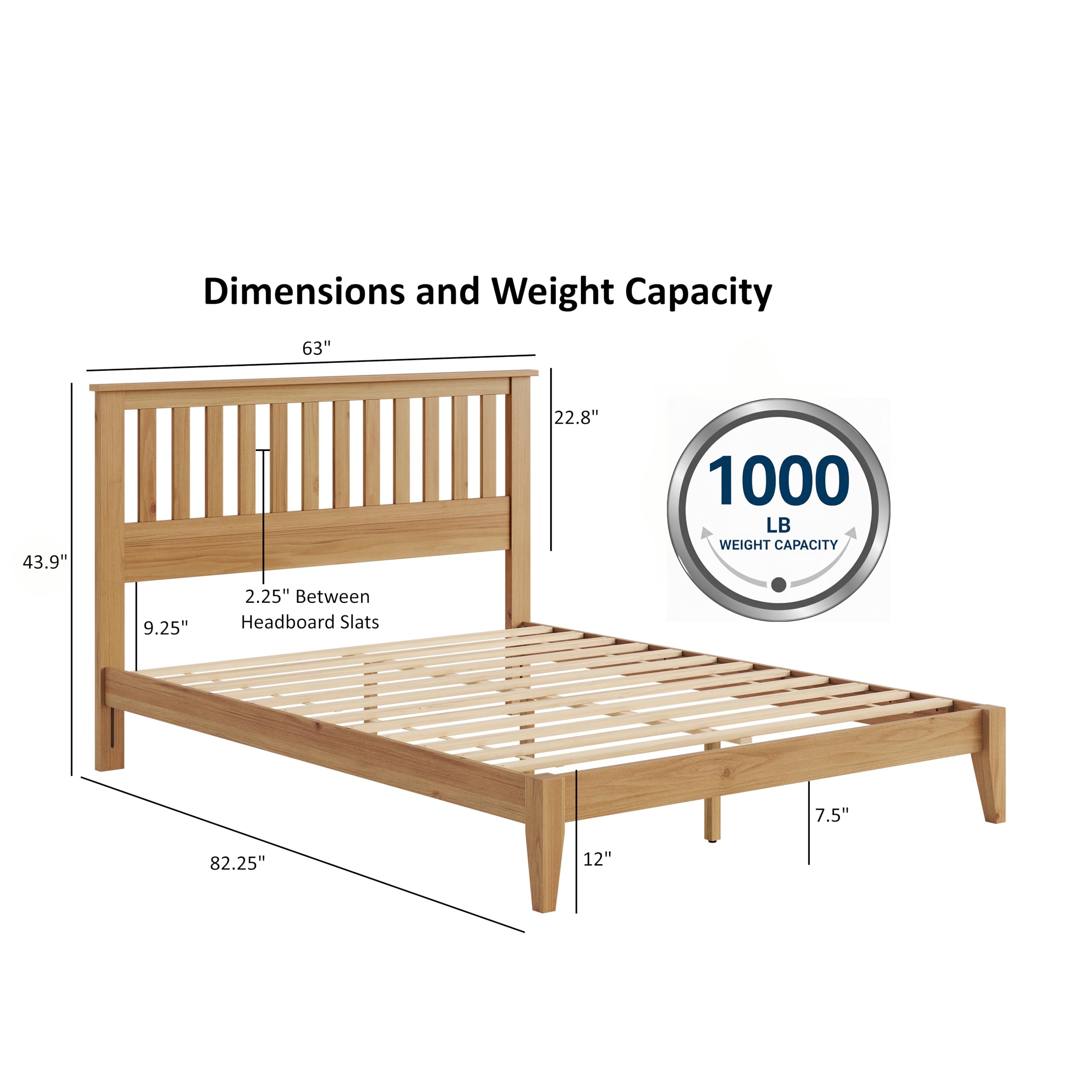 Serene Mission Style Platform Bed in Pine – image 6