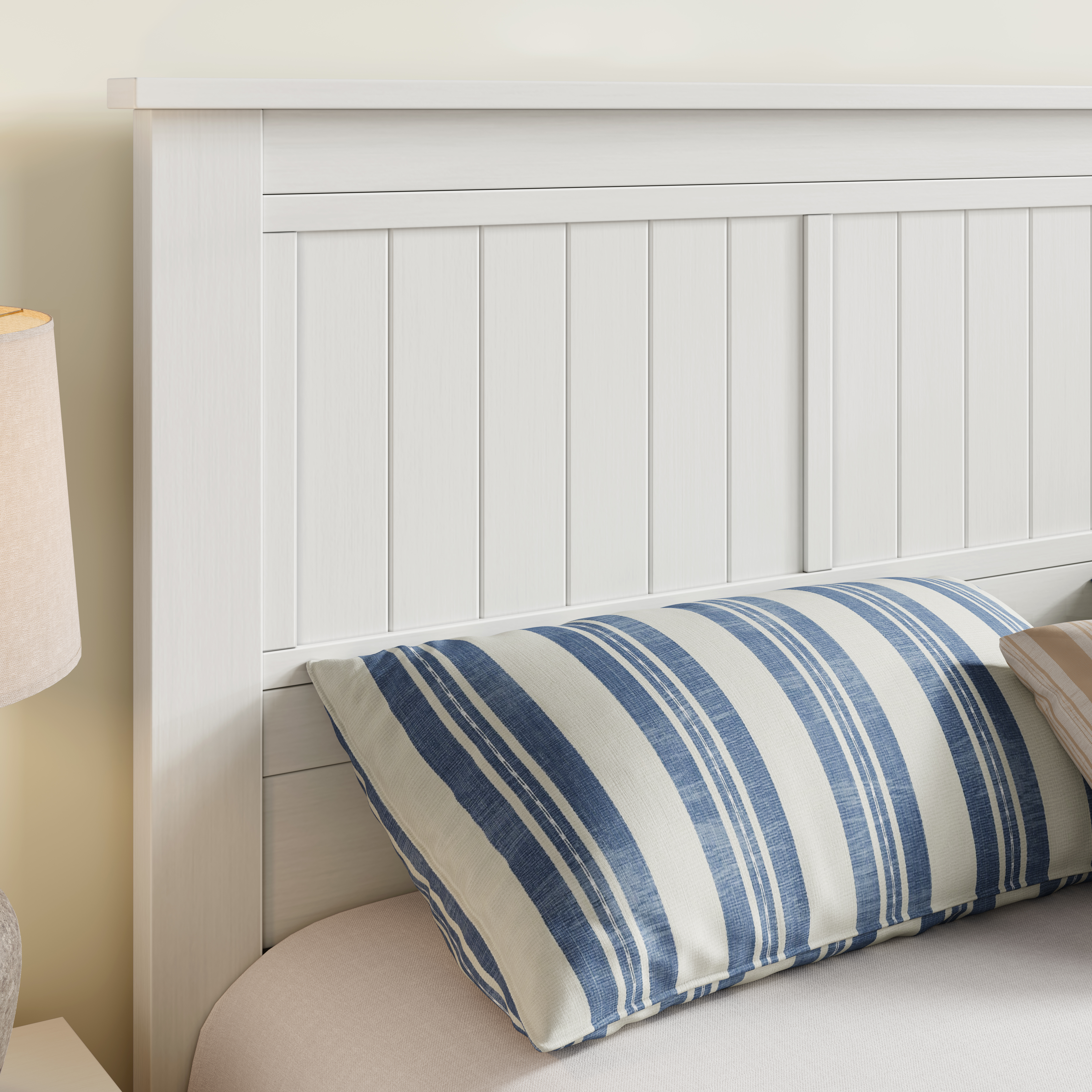Serene Solid Wood Window-Pane Panel Headboard in White – image 4
