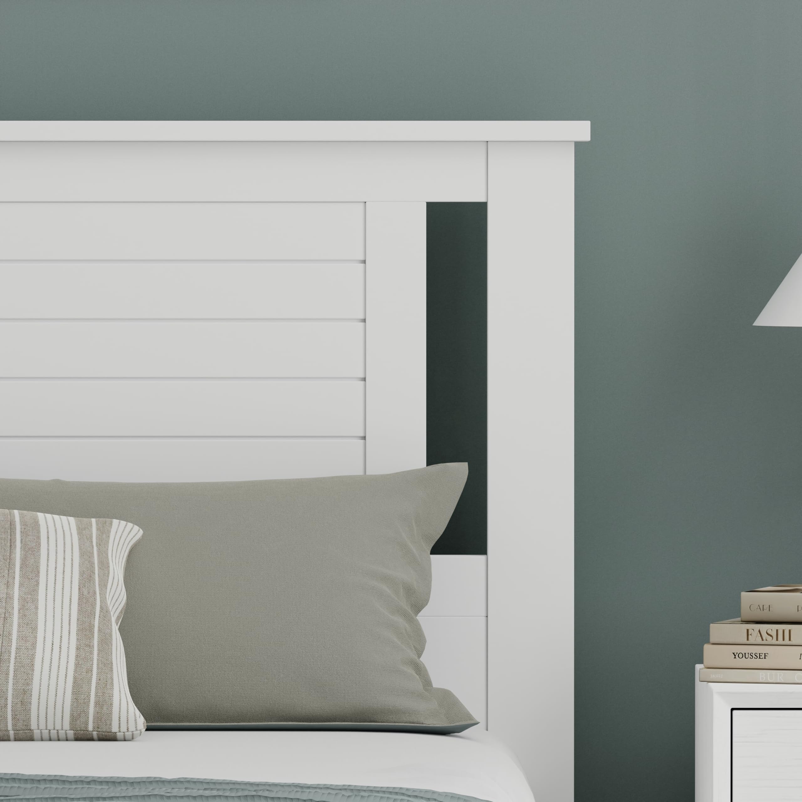 Wood Modern Farmhouse Panel Headboard with Horizontal Scoring in White – image 4
