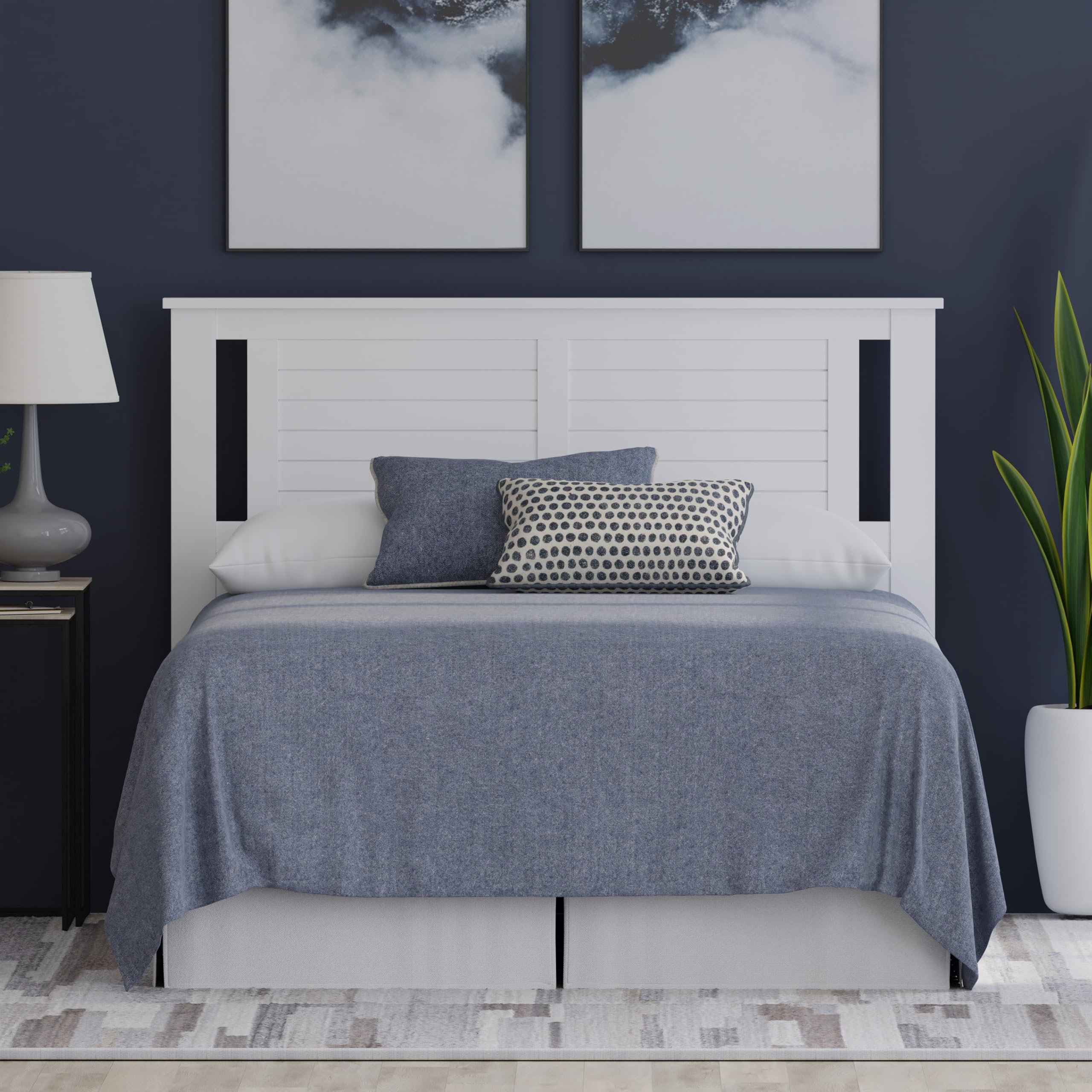 Wood Modern Farmhouse Panel Headboard with Horizontal Scoring in White – image 5