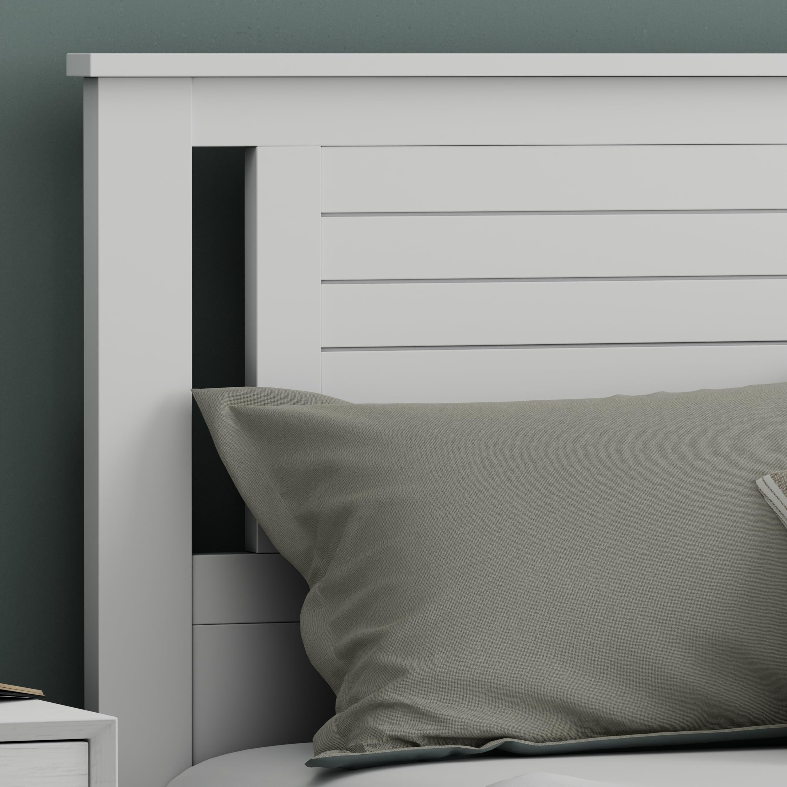 Serene Solid Wood Modern Farmhouse Panel Headboard with Horizontal Scoring in White – image 3