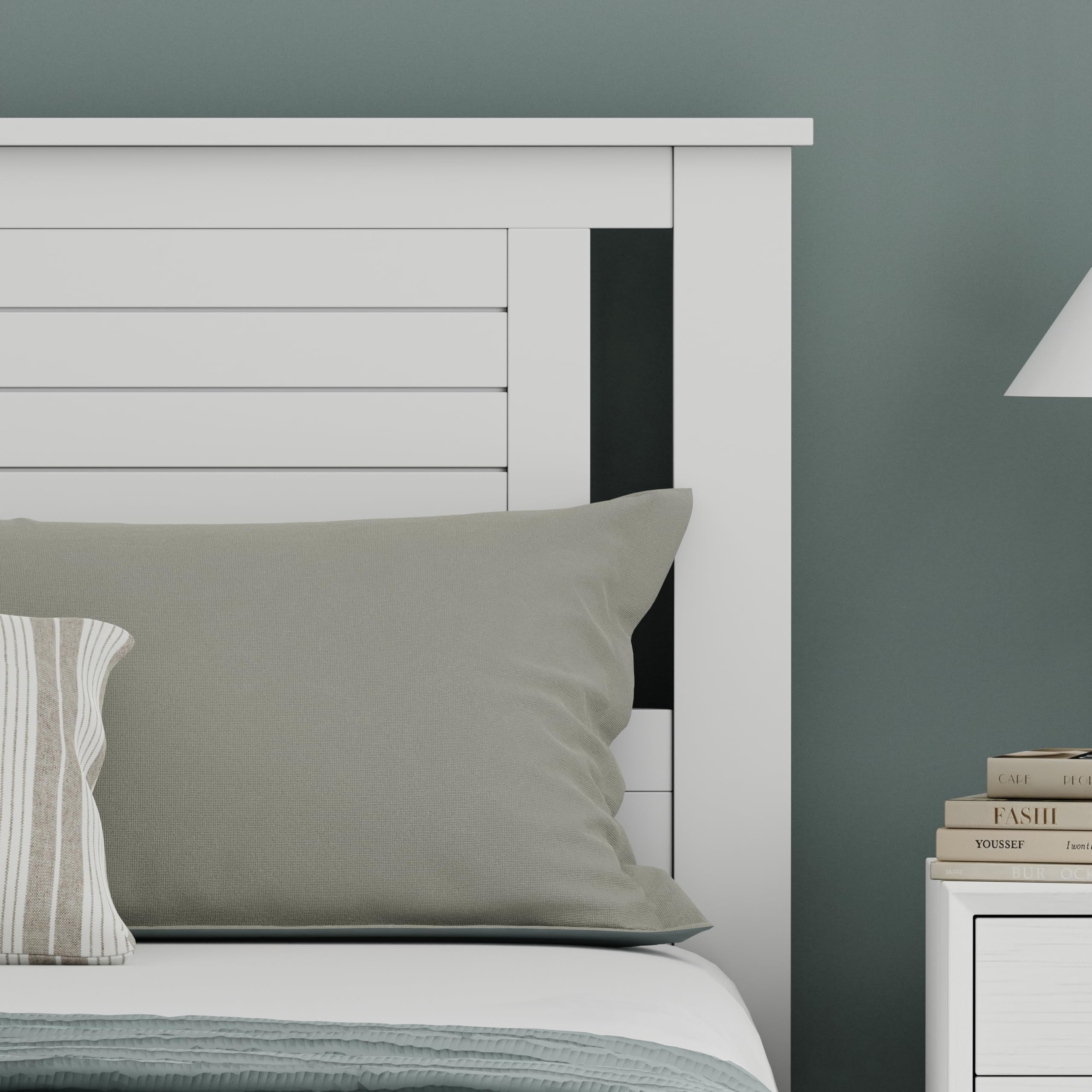 Serene Solid Wood Modern Farmhouse Panel Headboard with Horizontal Scoring in White – image 4