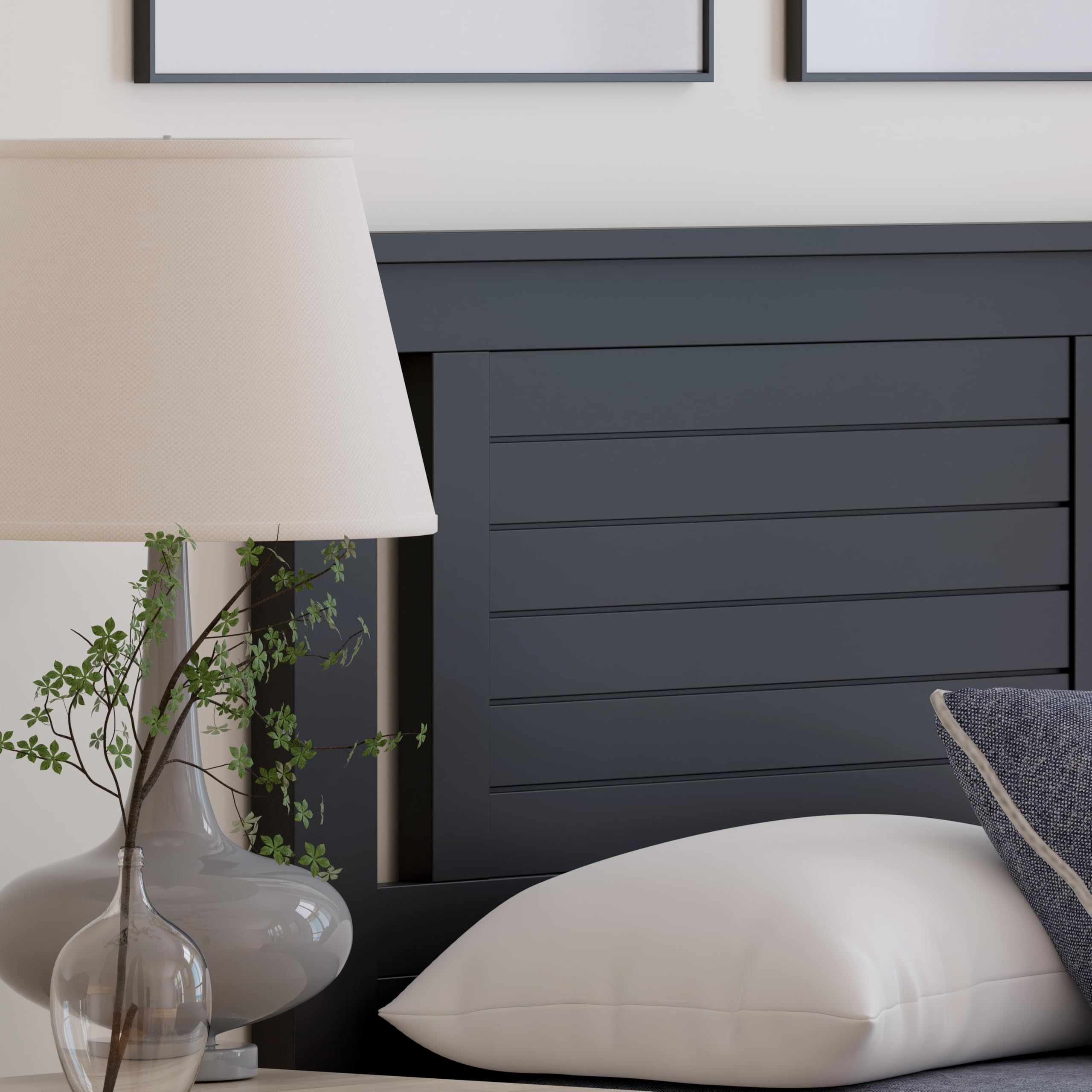 Serene Solid Wood Modern Farmhouse Panel Headboard with Horizontal Scoring in Black – image 5