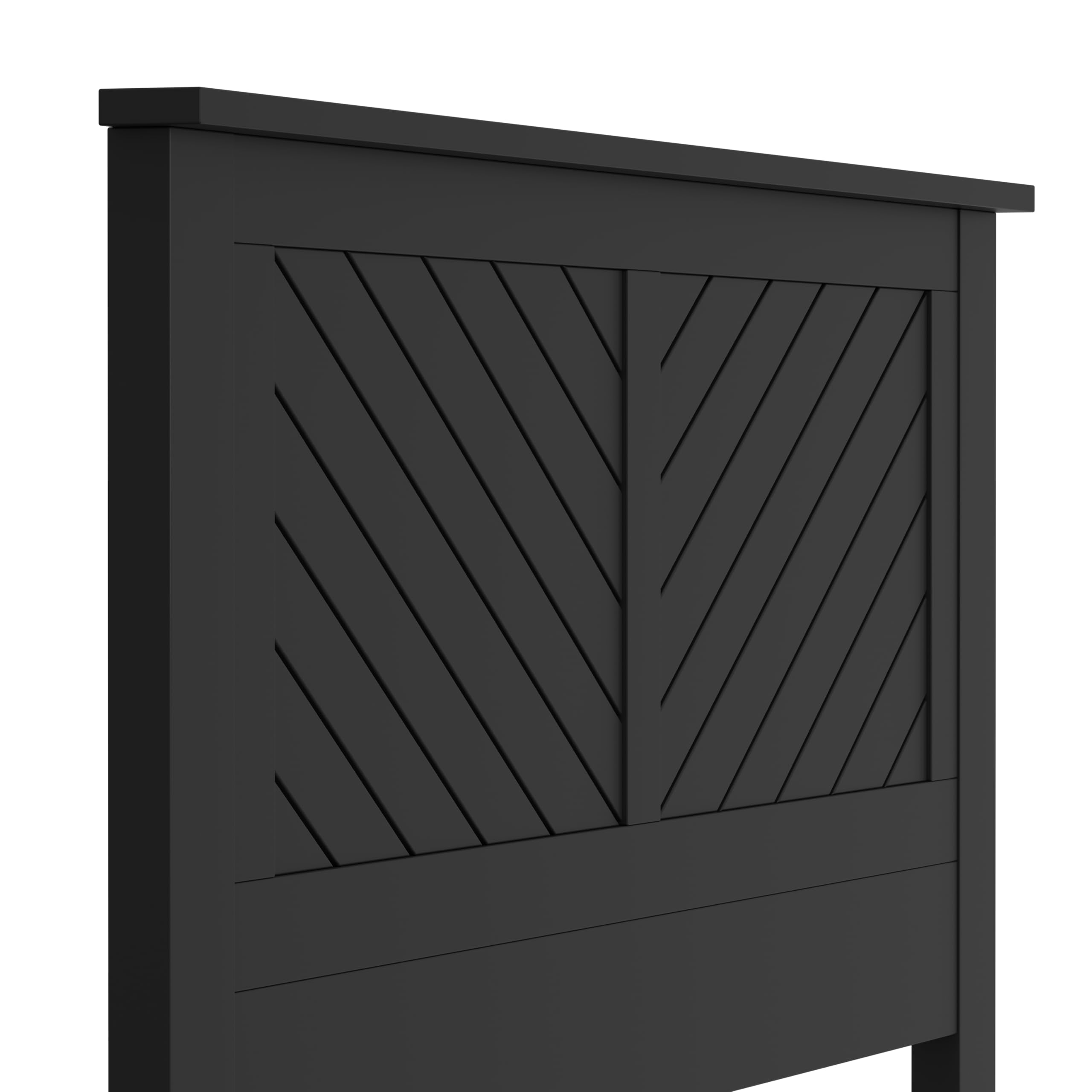 Wood Headboard with Chevron Scoring in Black – image 8