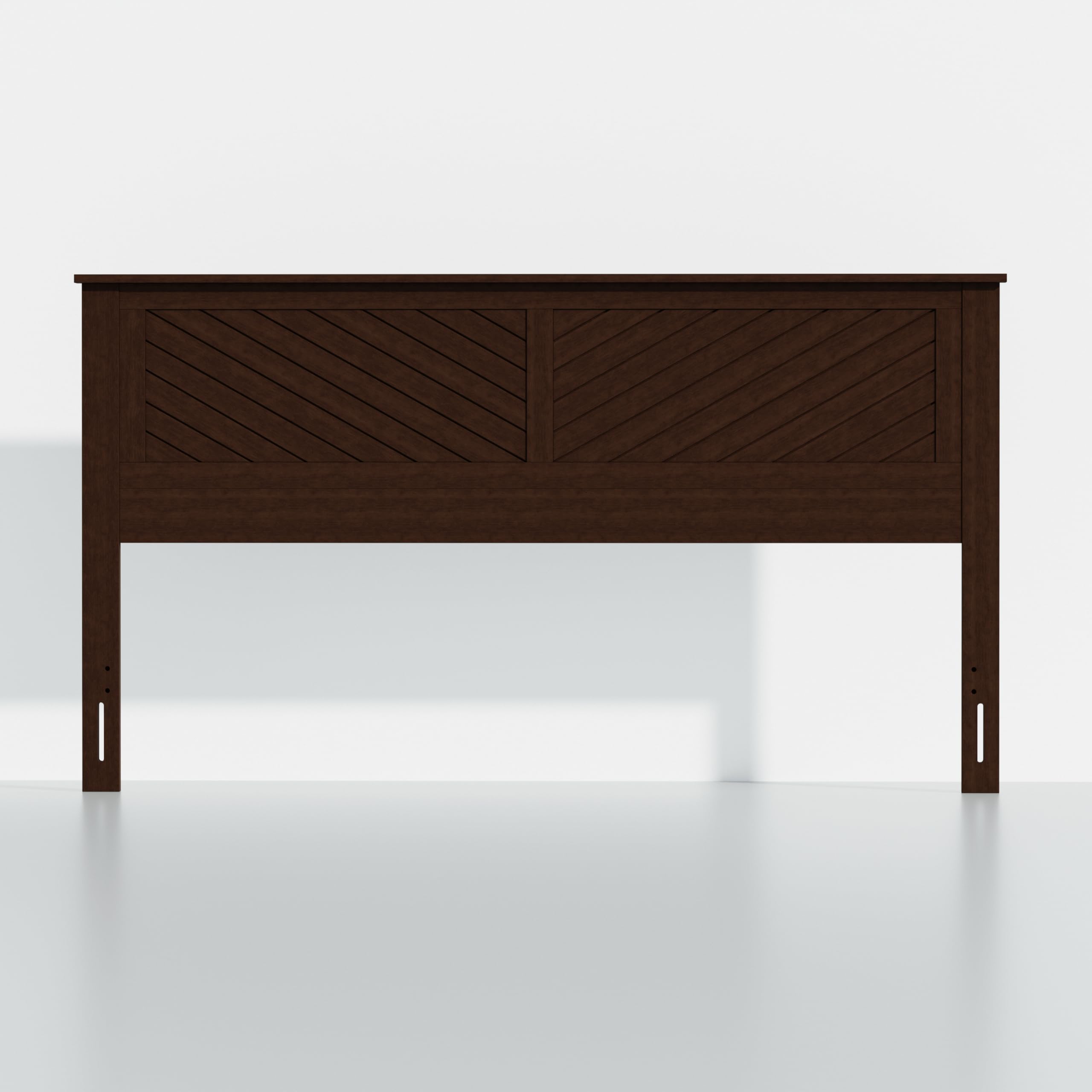 Wood Headboard with Chevron Scoring in Walnut – image 2