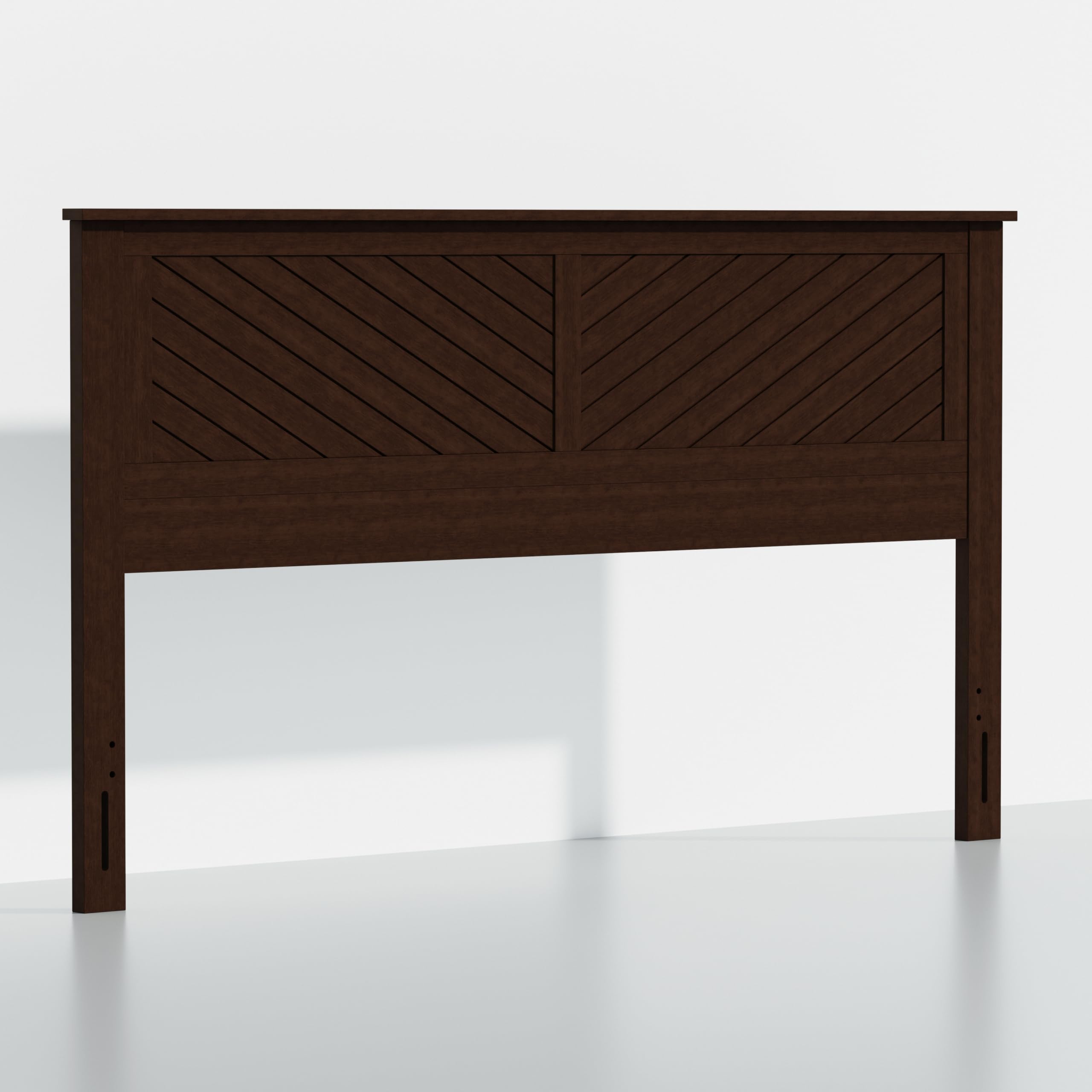 Wood Headboard with Chevron Scoring in Walnut – image 3