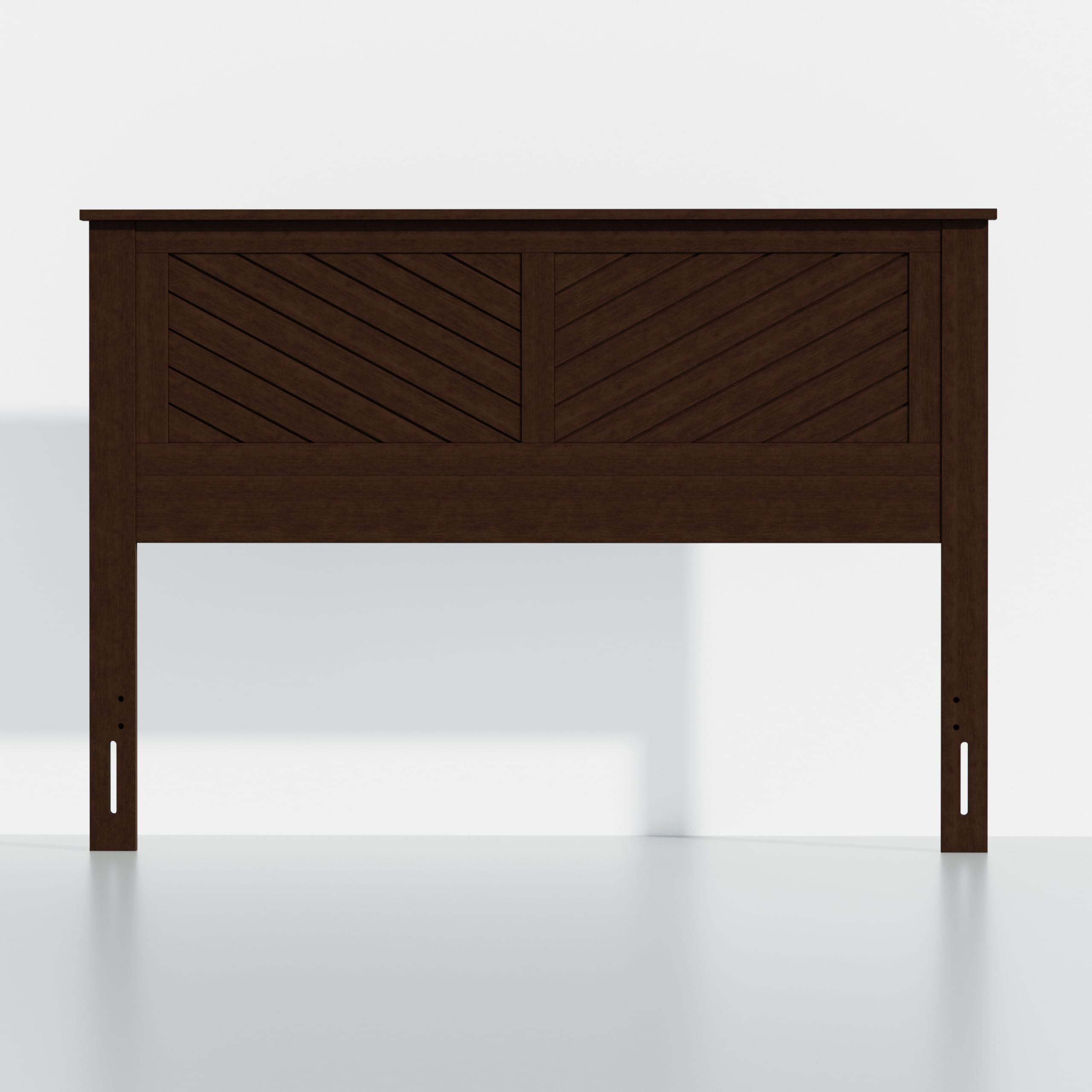 Serene Solid Wood Headboard with Chevron Scoring in Walnut – image 2
