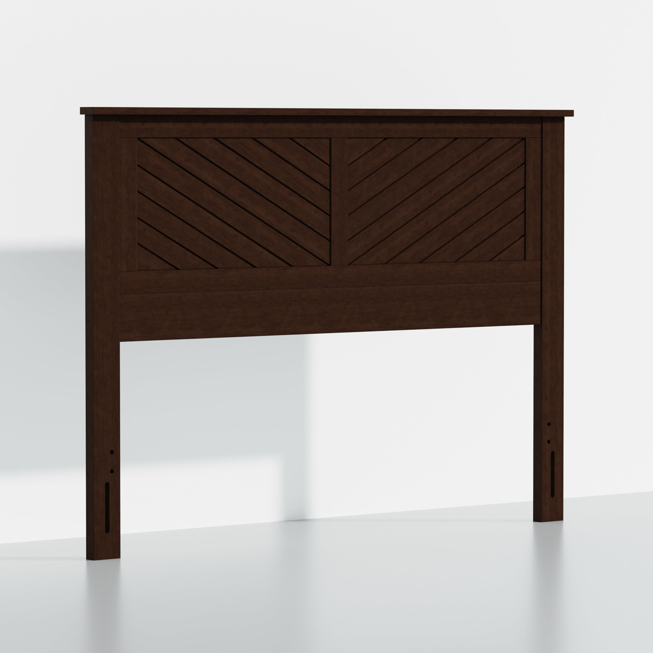 Serene Solid Wood Headboard with Chevron Scoring in Walnut – image 3