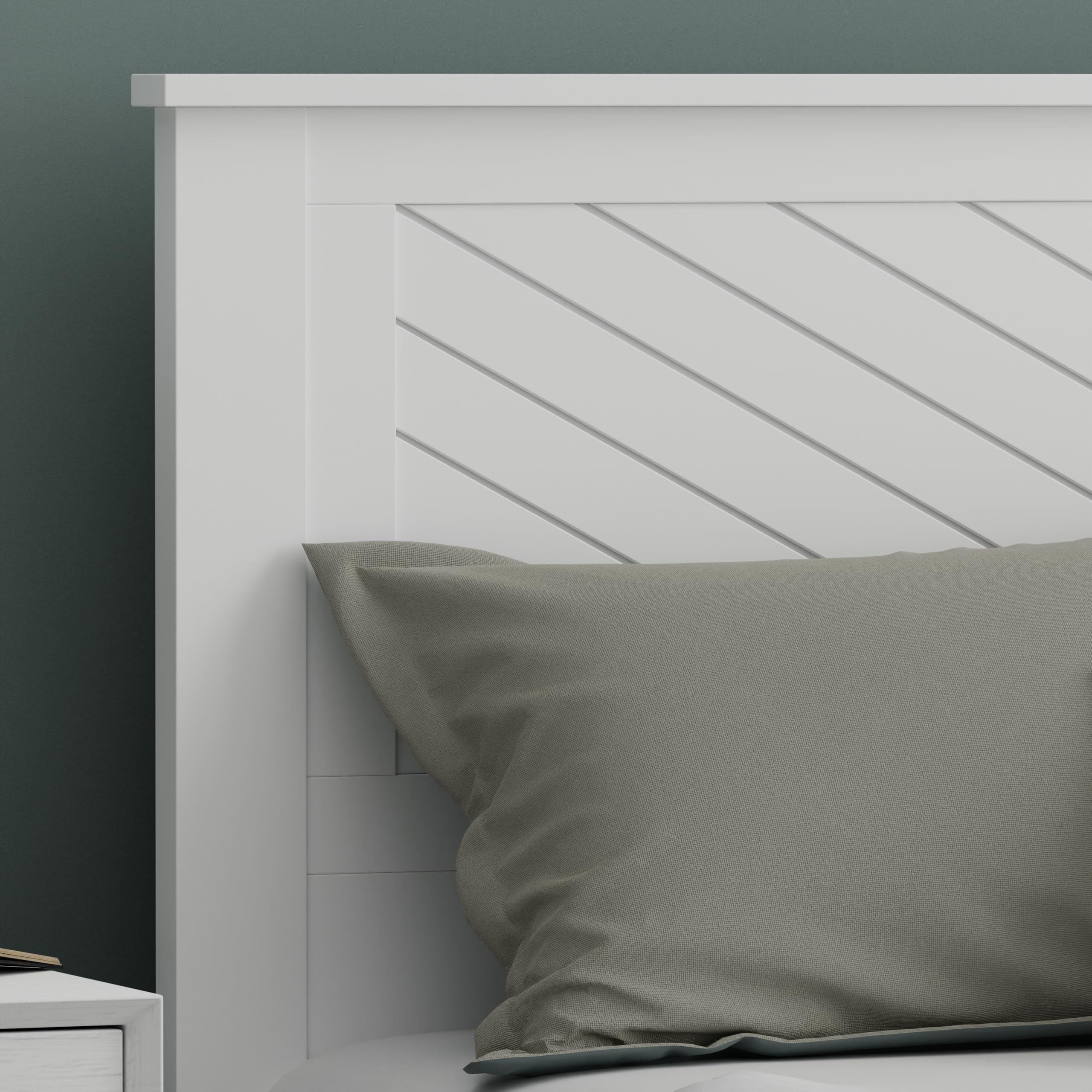 Serene Solid Wood Headboard with Chevron Scoring in White – image 4