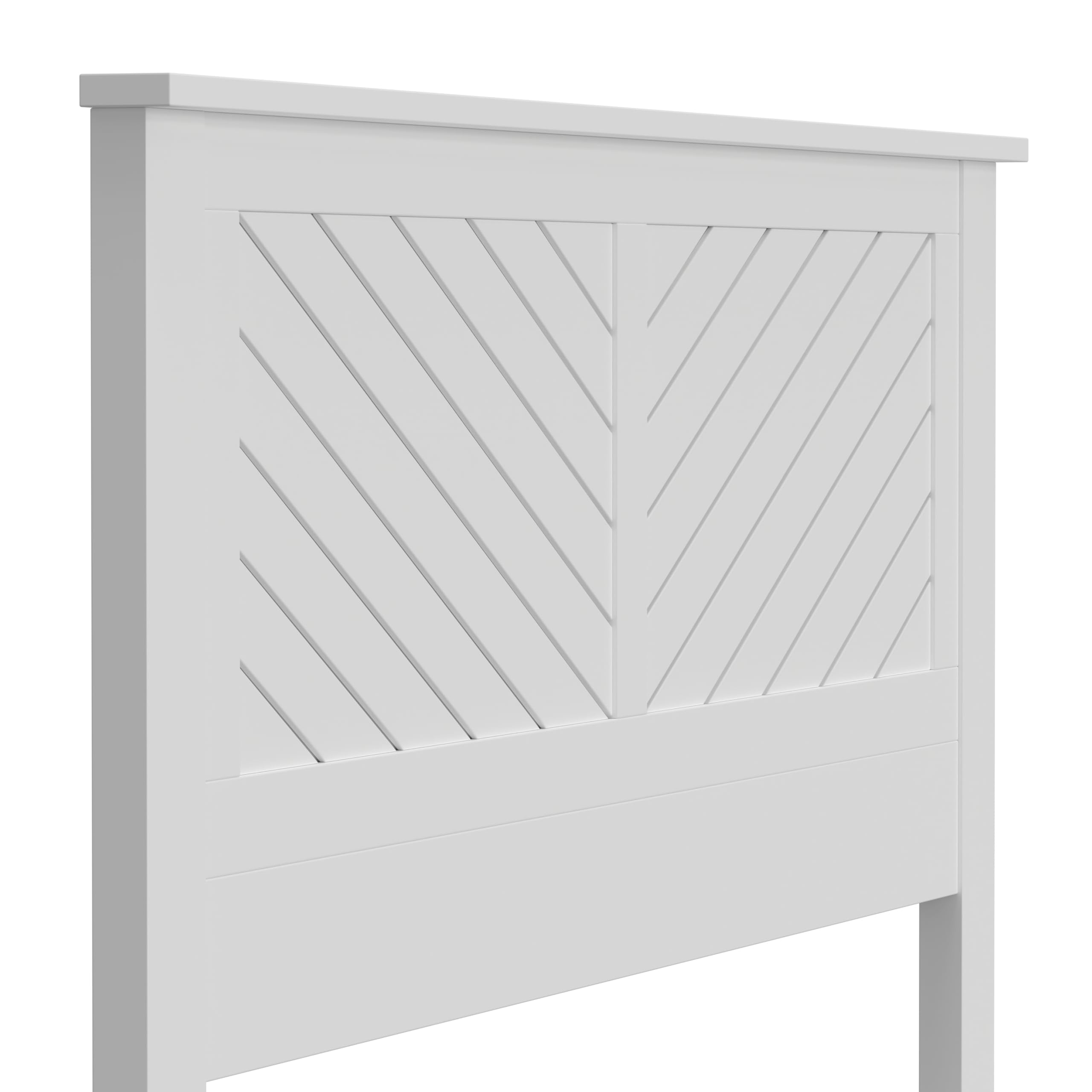 Serene Solid Wood Headboard with Chevron Scoring in White – image 7